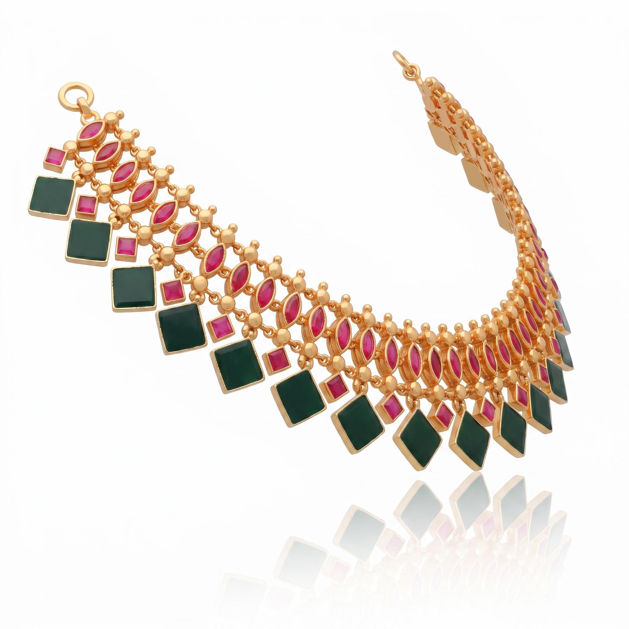 Dual-Style Reversible Geometric Choker Necklace , 