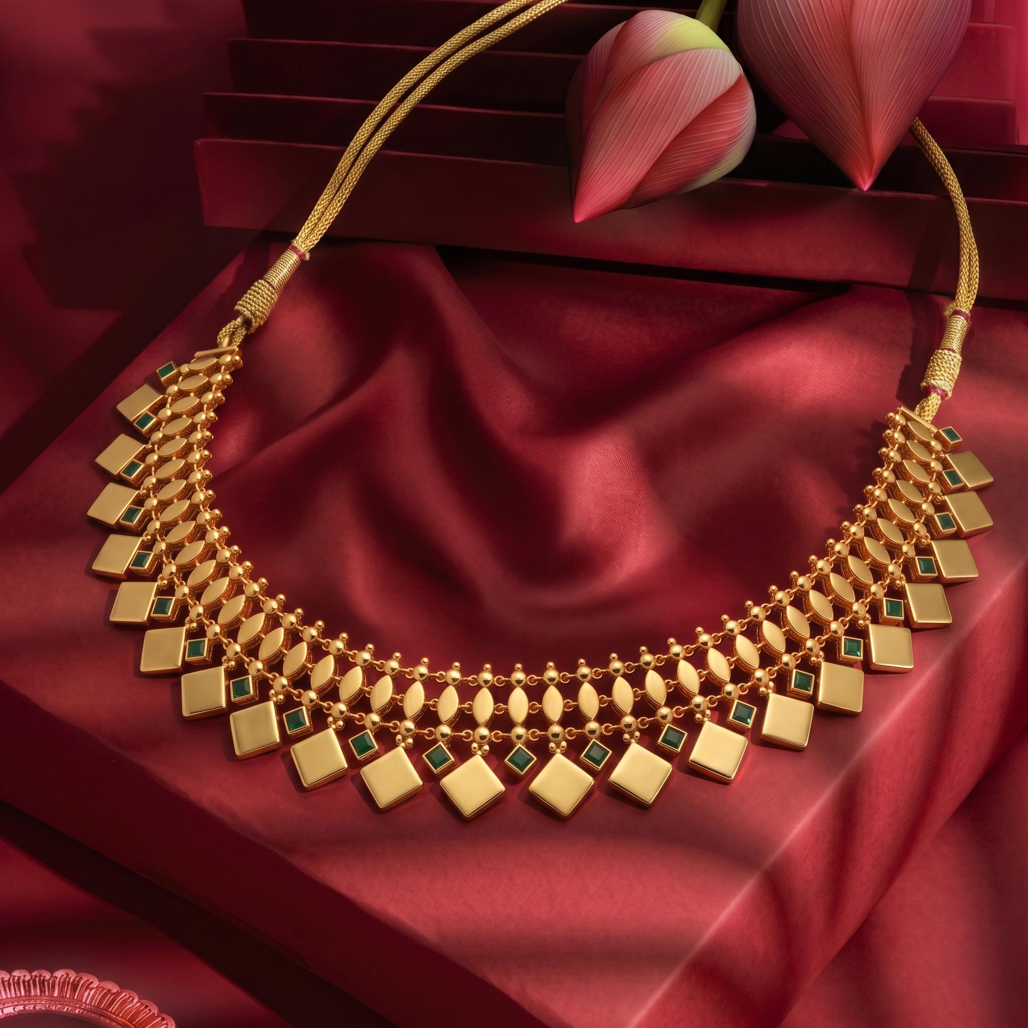 Dual-Style Reversible Geometric Choker Necklace , 