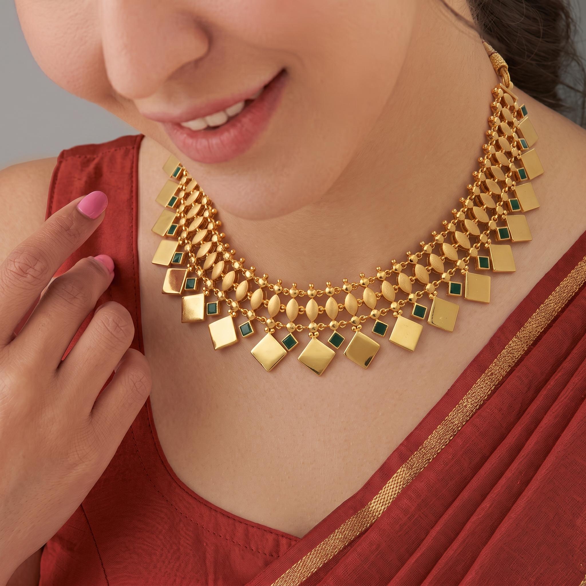 Dual-Style Reversible Geometric Choker Necklace , 