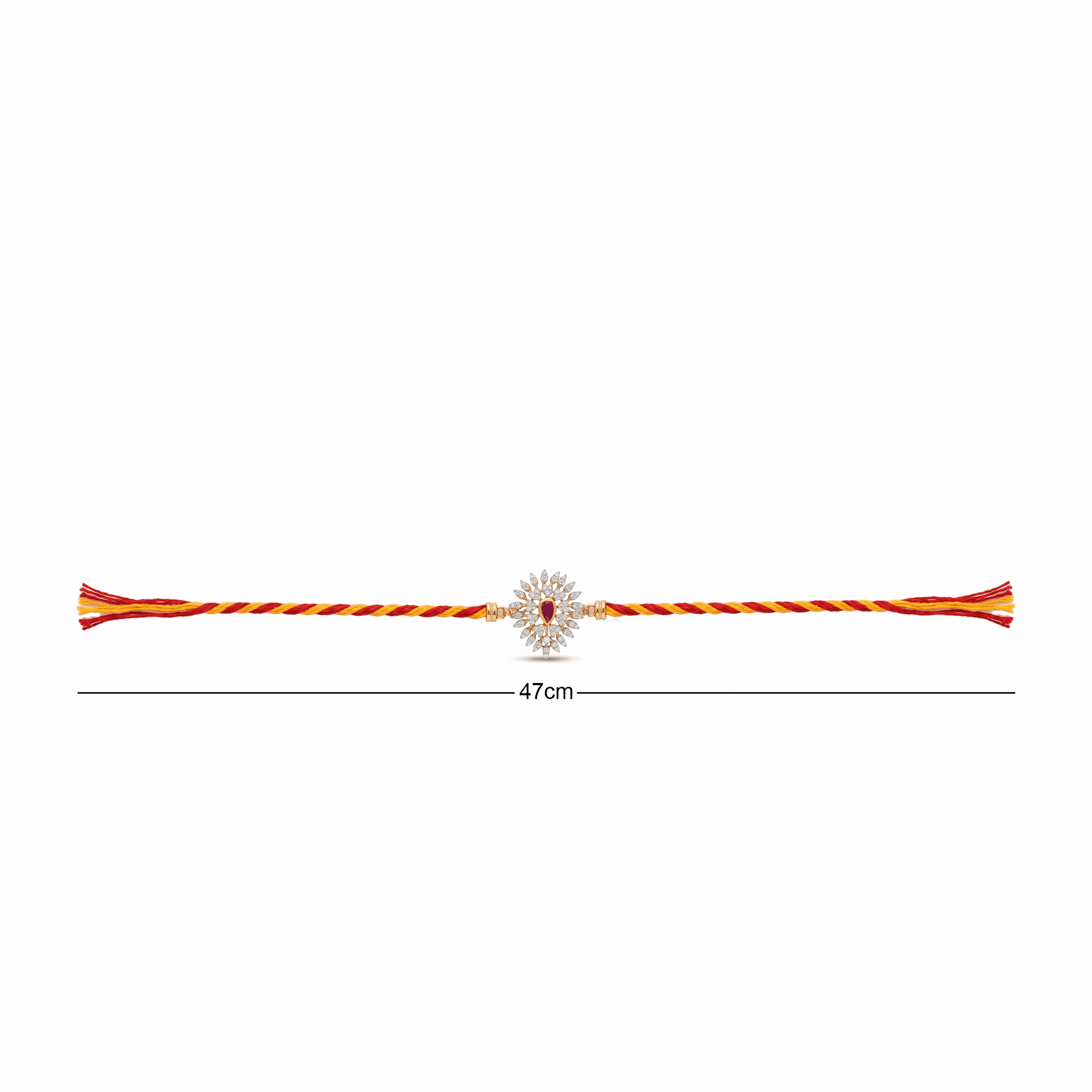 Sunburst Cz Ruby Drop Rakhi , 