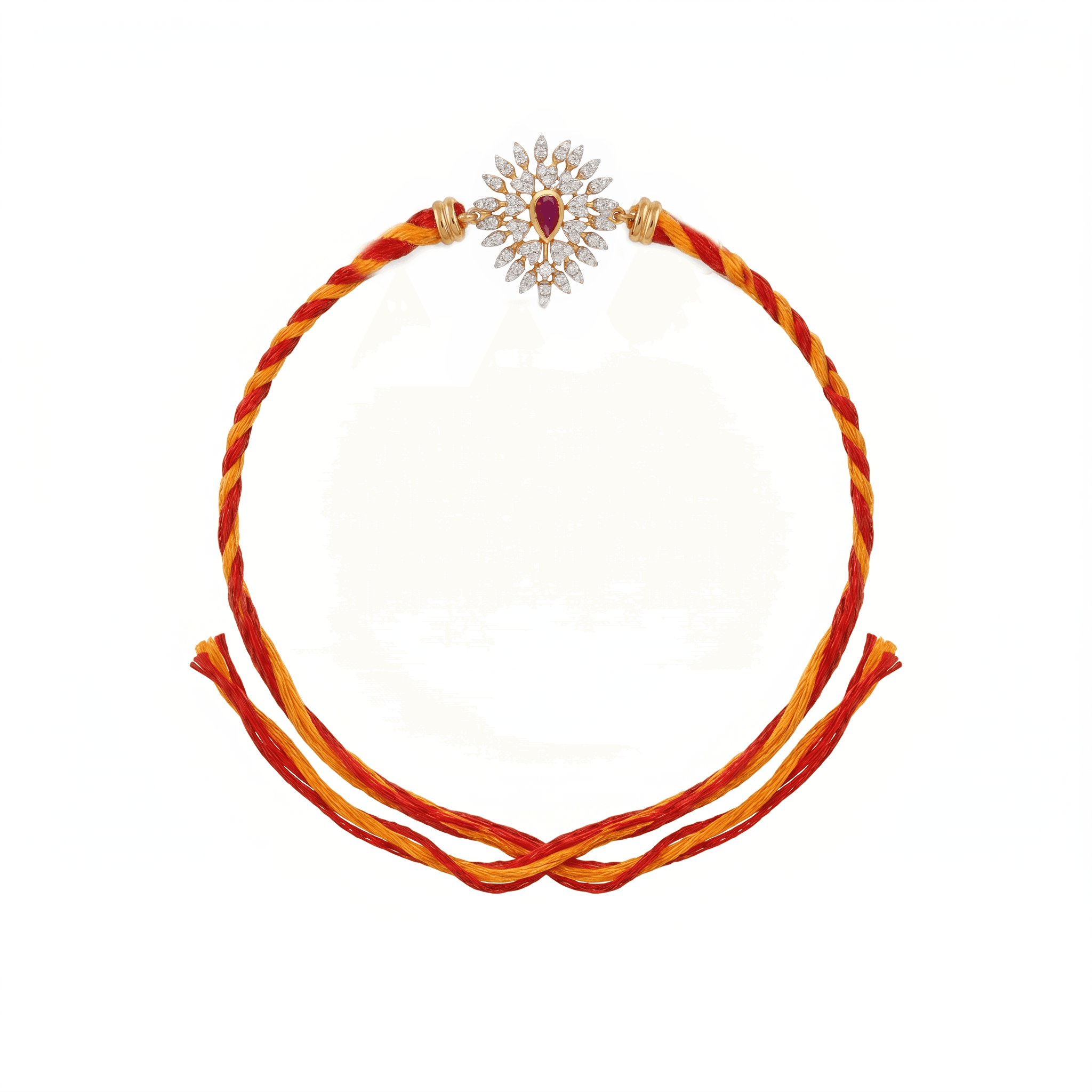 Sunburst Cz Ruby Drop Rakhi , 