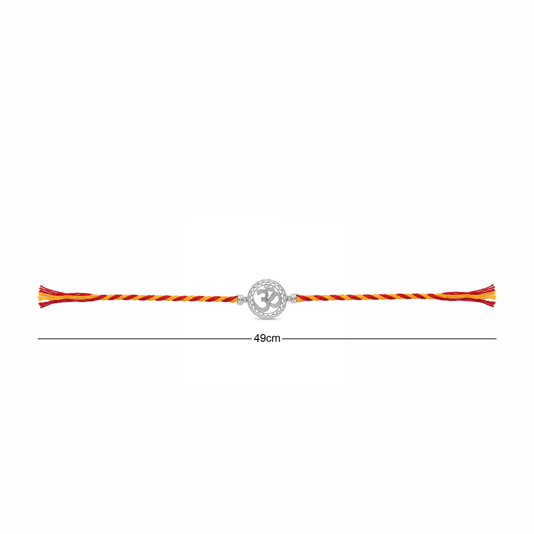Sacred Om Mesh Filigree Silver Rakhi , 