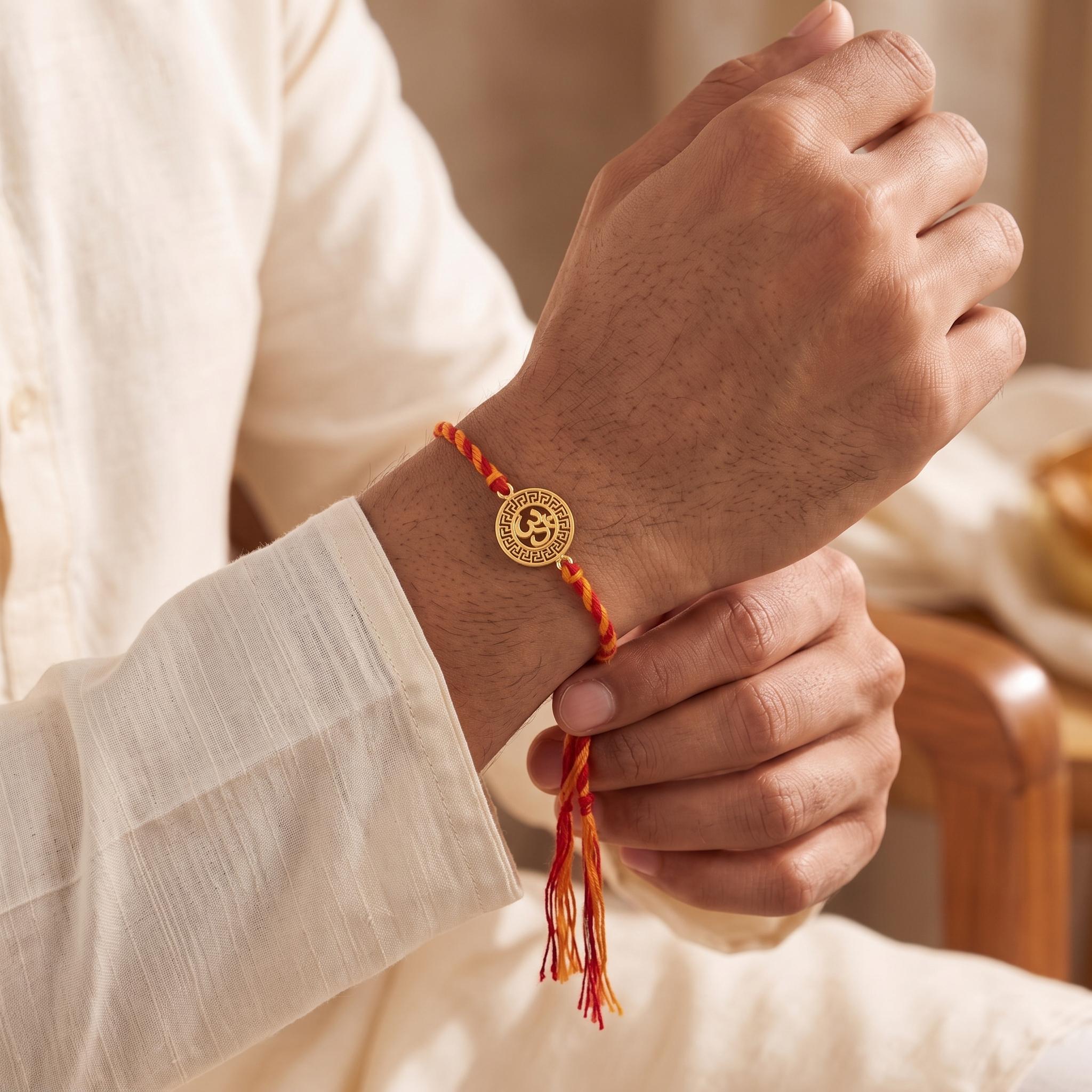 Sacred Om Greek Key Pattern Rakhi , 
