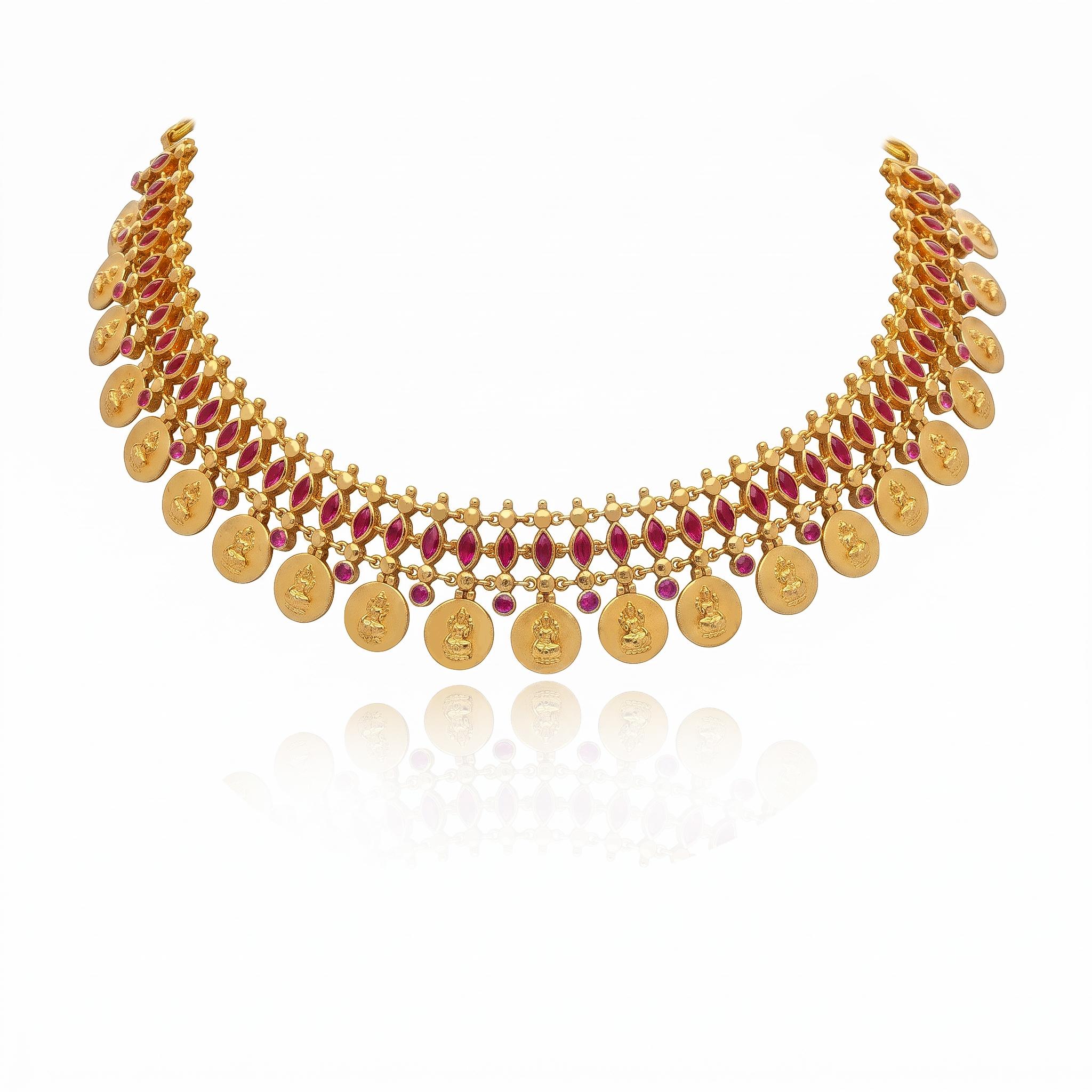 Reversible Dual-Look Lakshmi & Enamel Choker , 