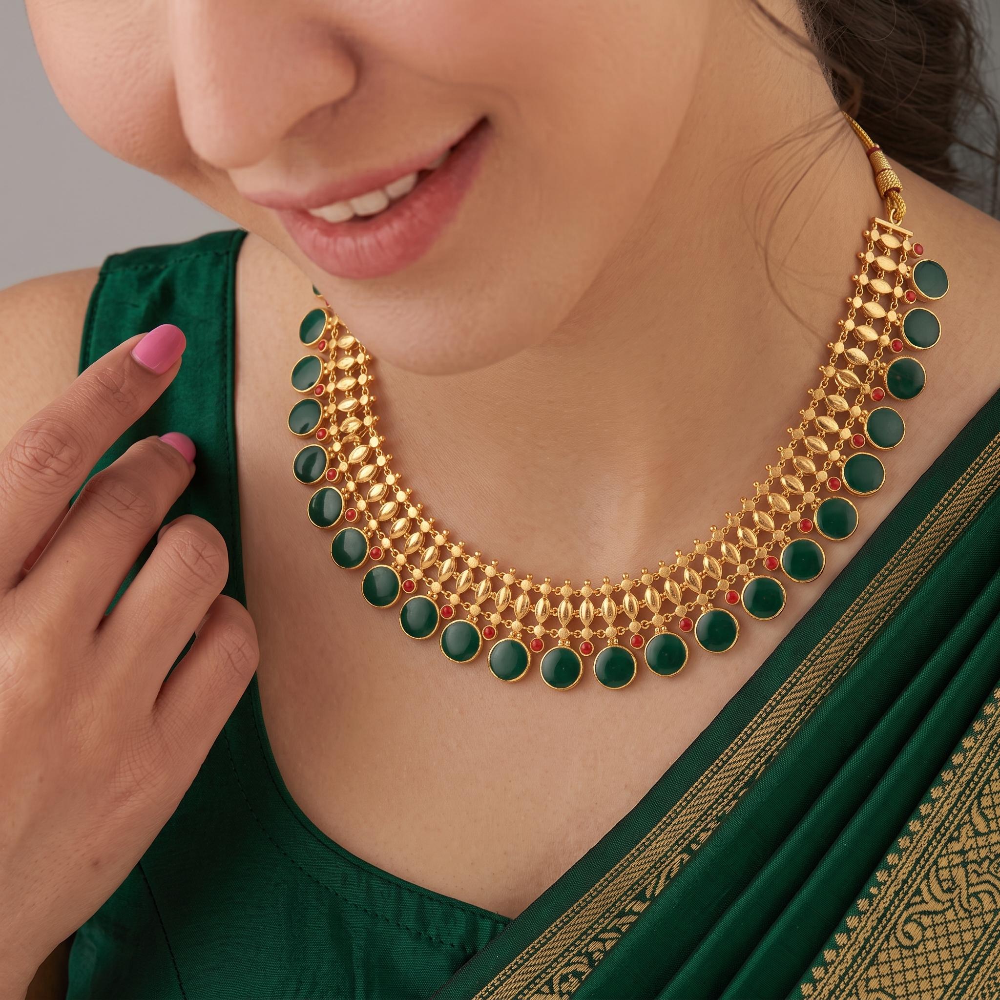 Reversible Dual-Look Lakshmi & Enamel Choker , 
