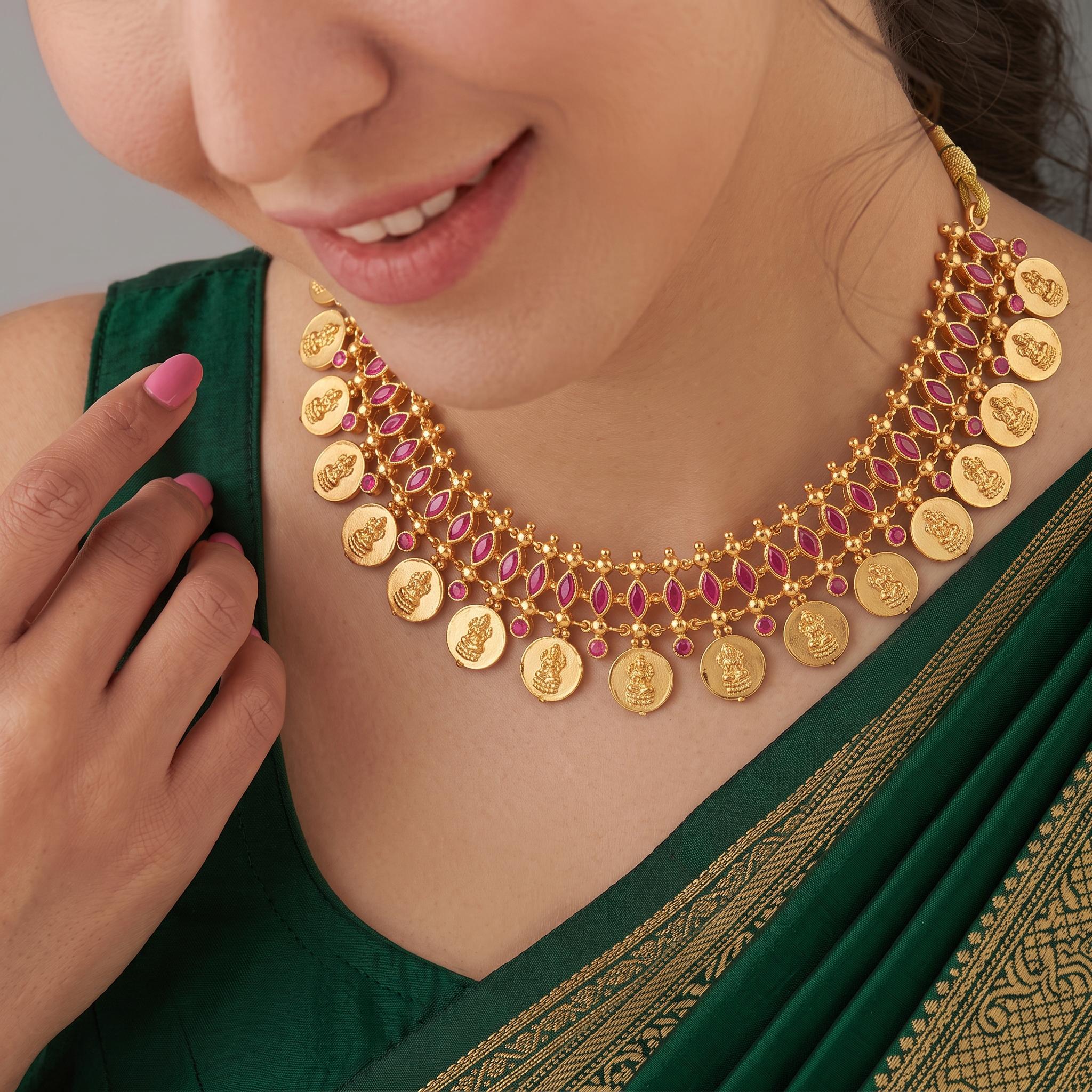 Reversible Dual-Look Lakshmi & Enamel Choker , 