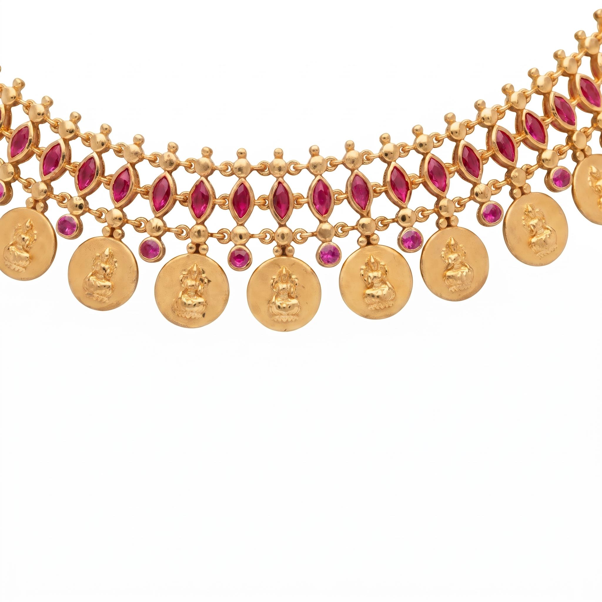 Reversible Dual-Look Lakshmi & Enamel Choker , 