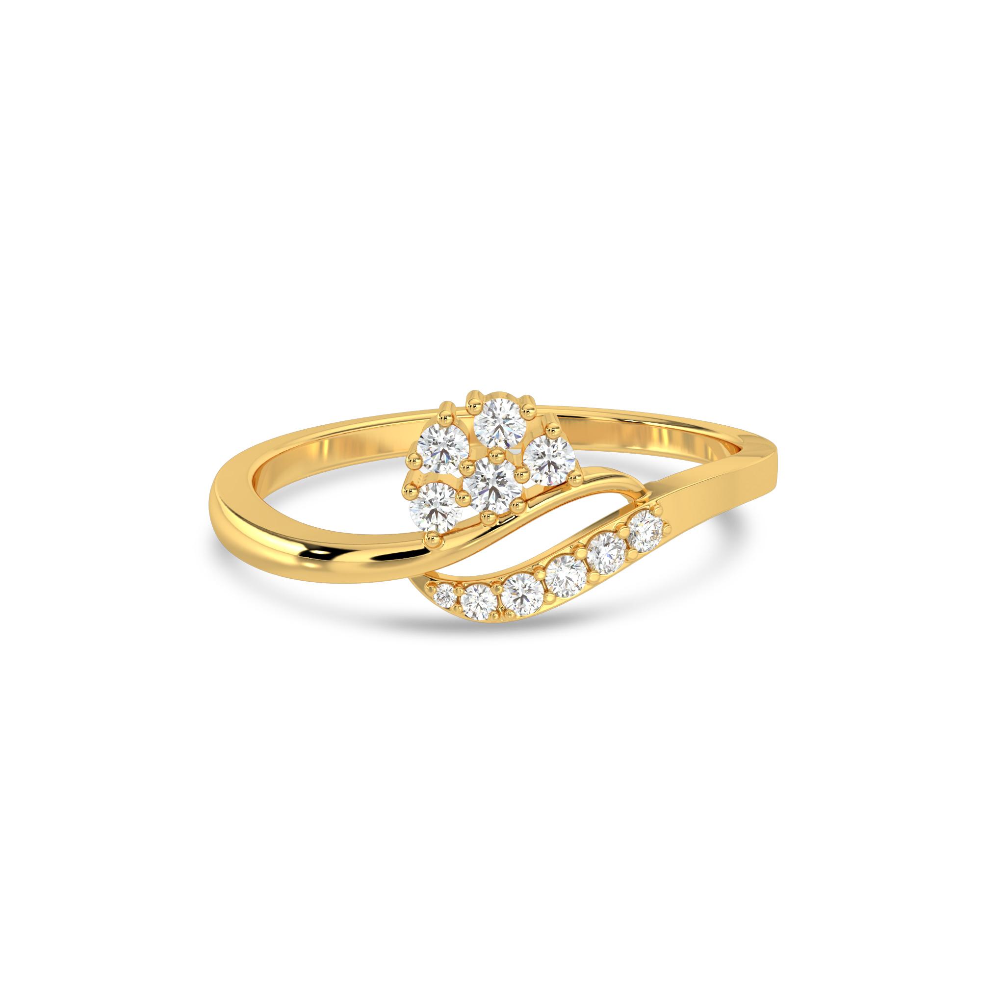 Floral Wave cz stone Ring , 13