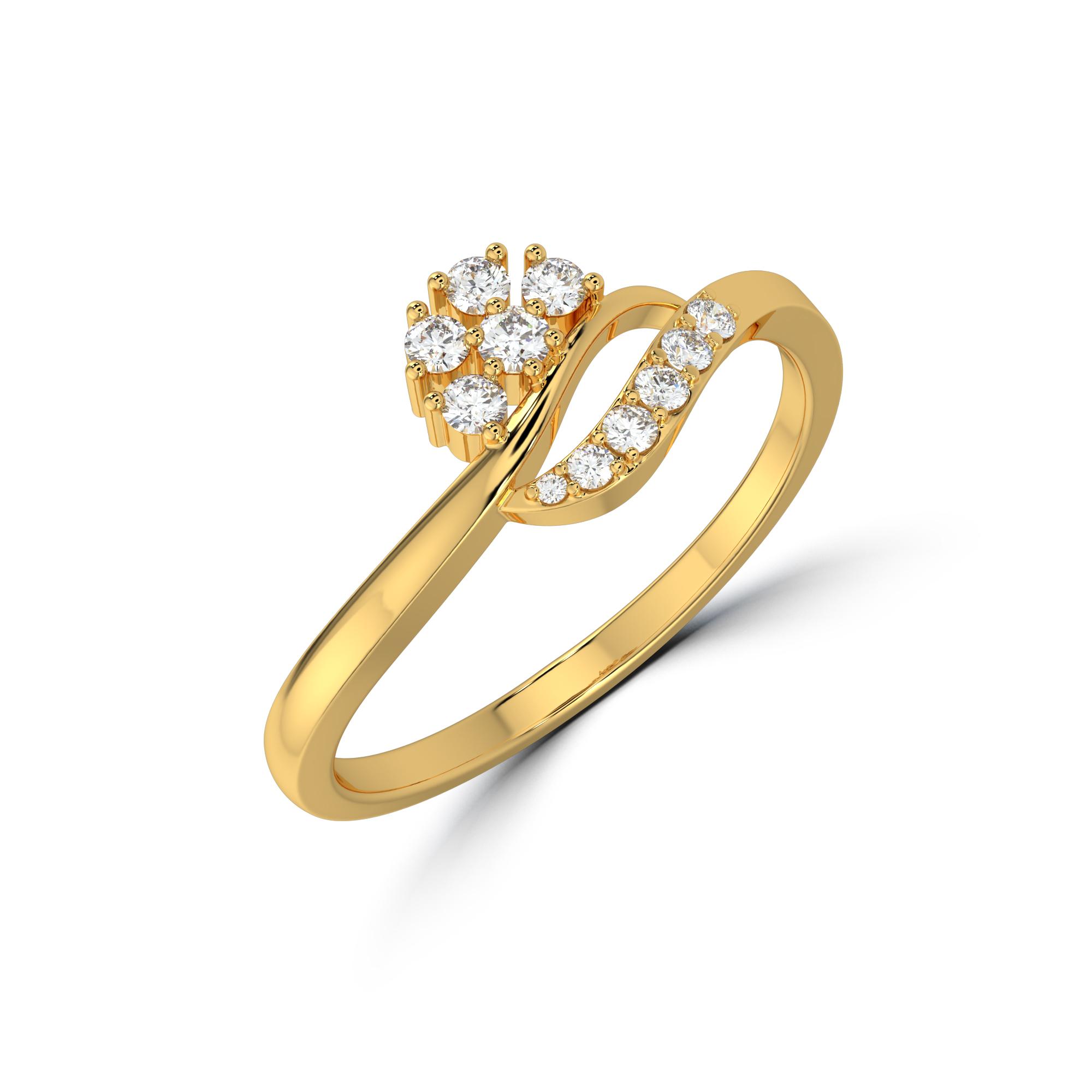 Floral Wave cz stone Ring , 13