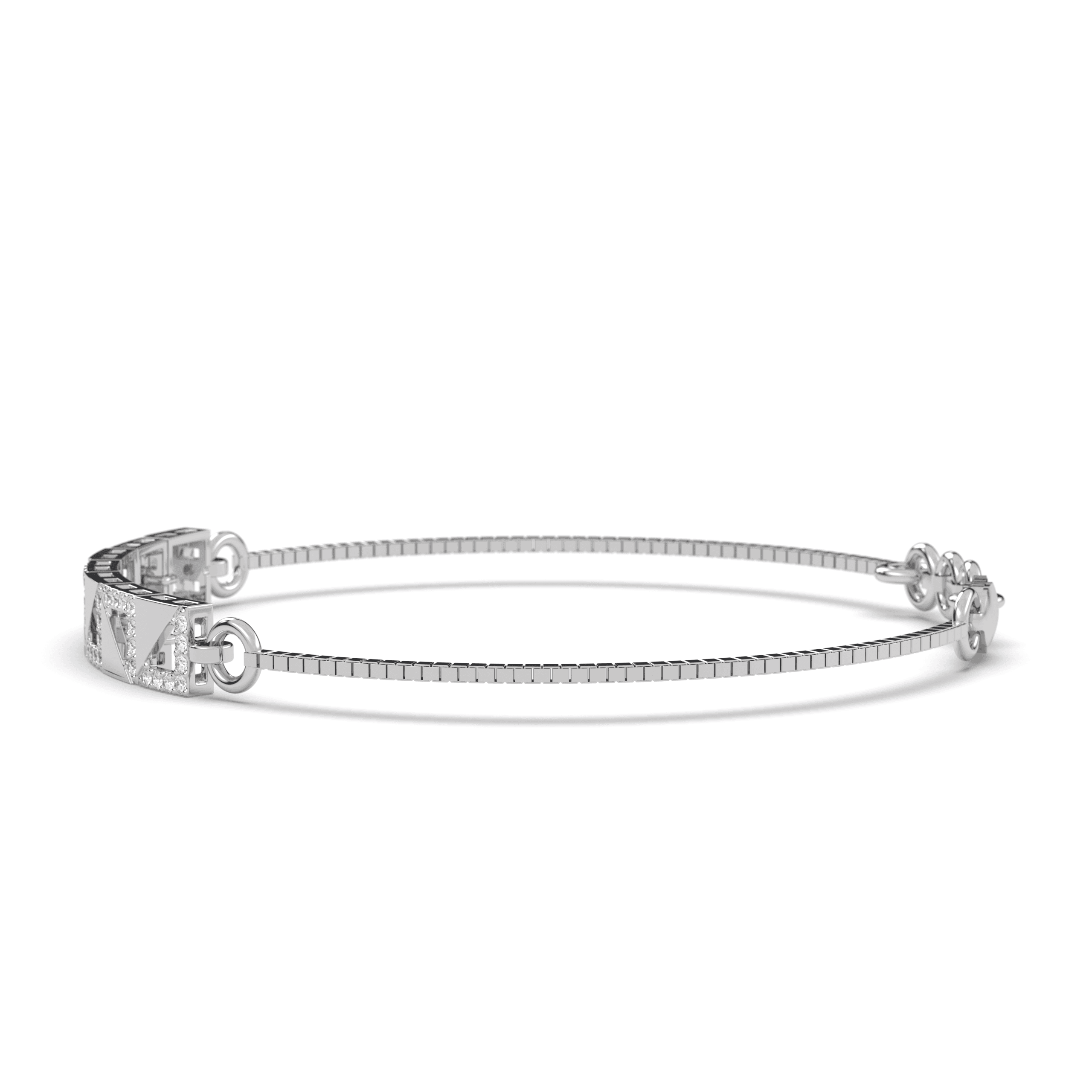 Silver Geometric Slider Bracelet ,