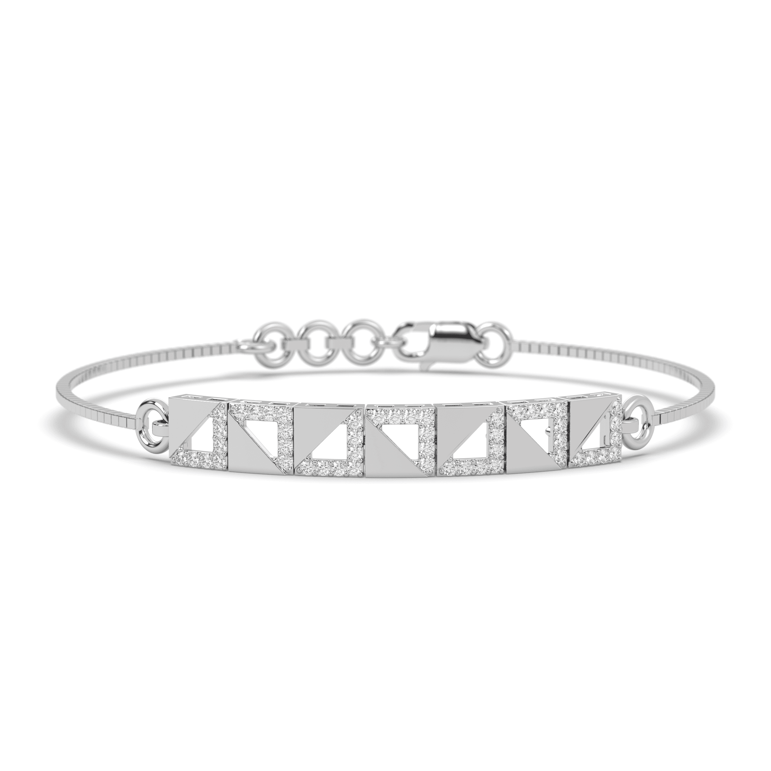Silver Geometric Slider Bracelet ,