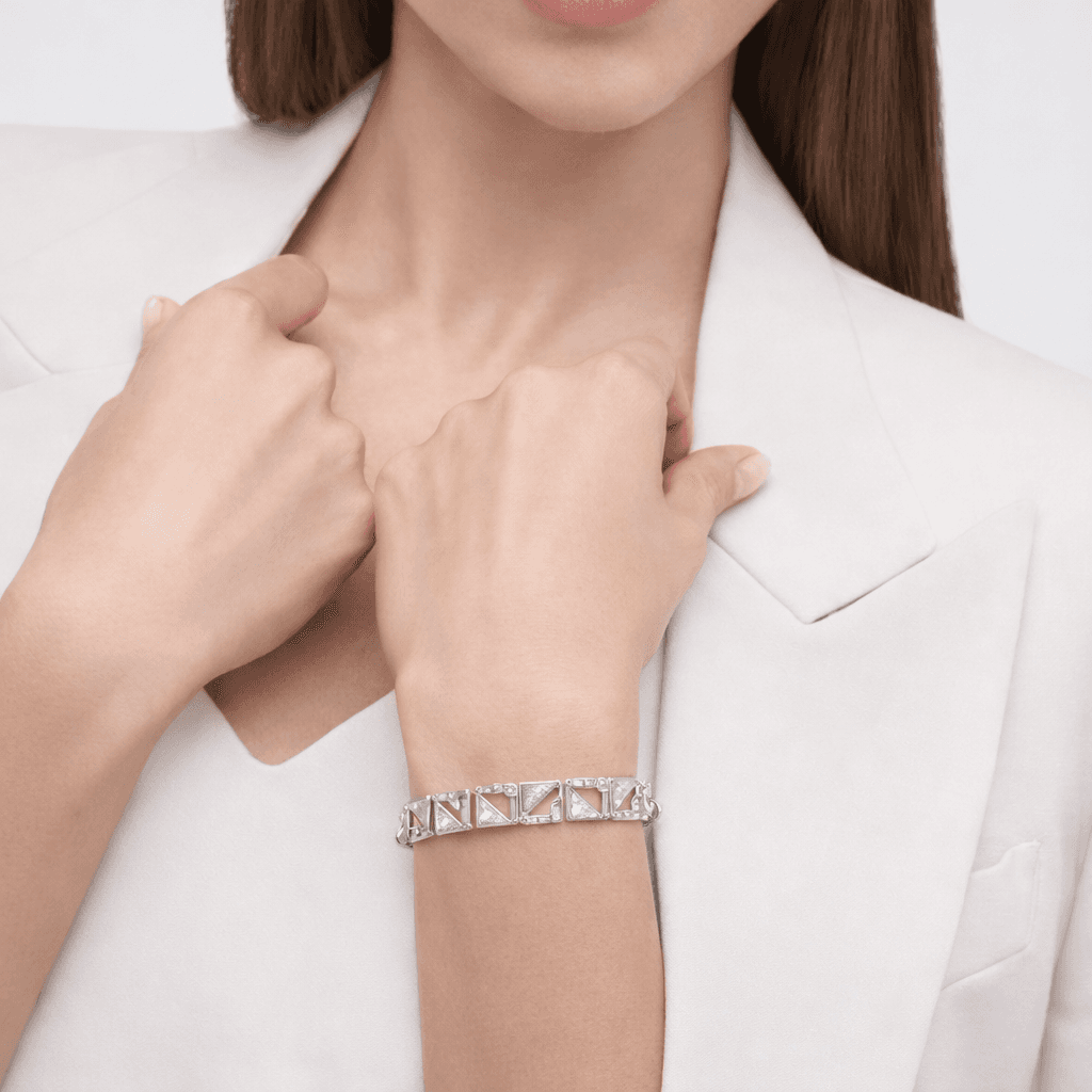 Silver Geometric Slider Bracelet ,