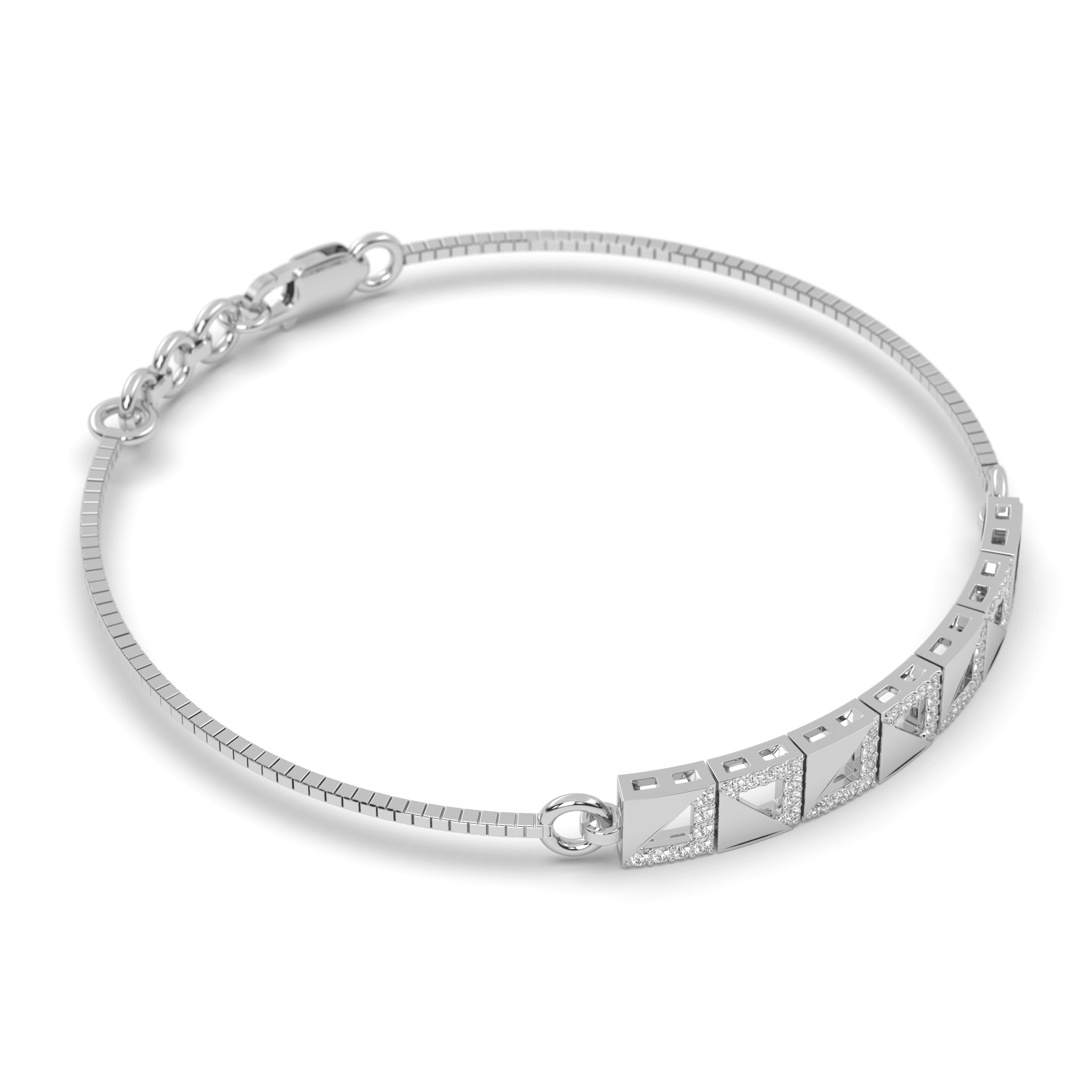 Silver Geometric Slider Bracelet ,
