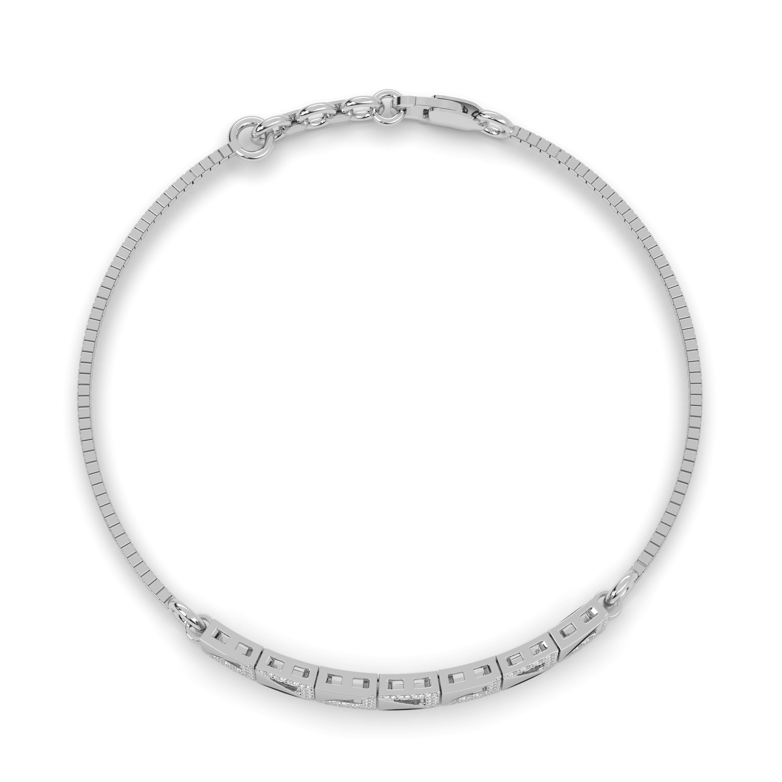 Silver Geometric Slider Bracelet ,