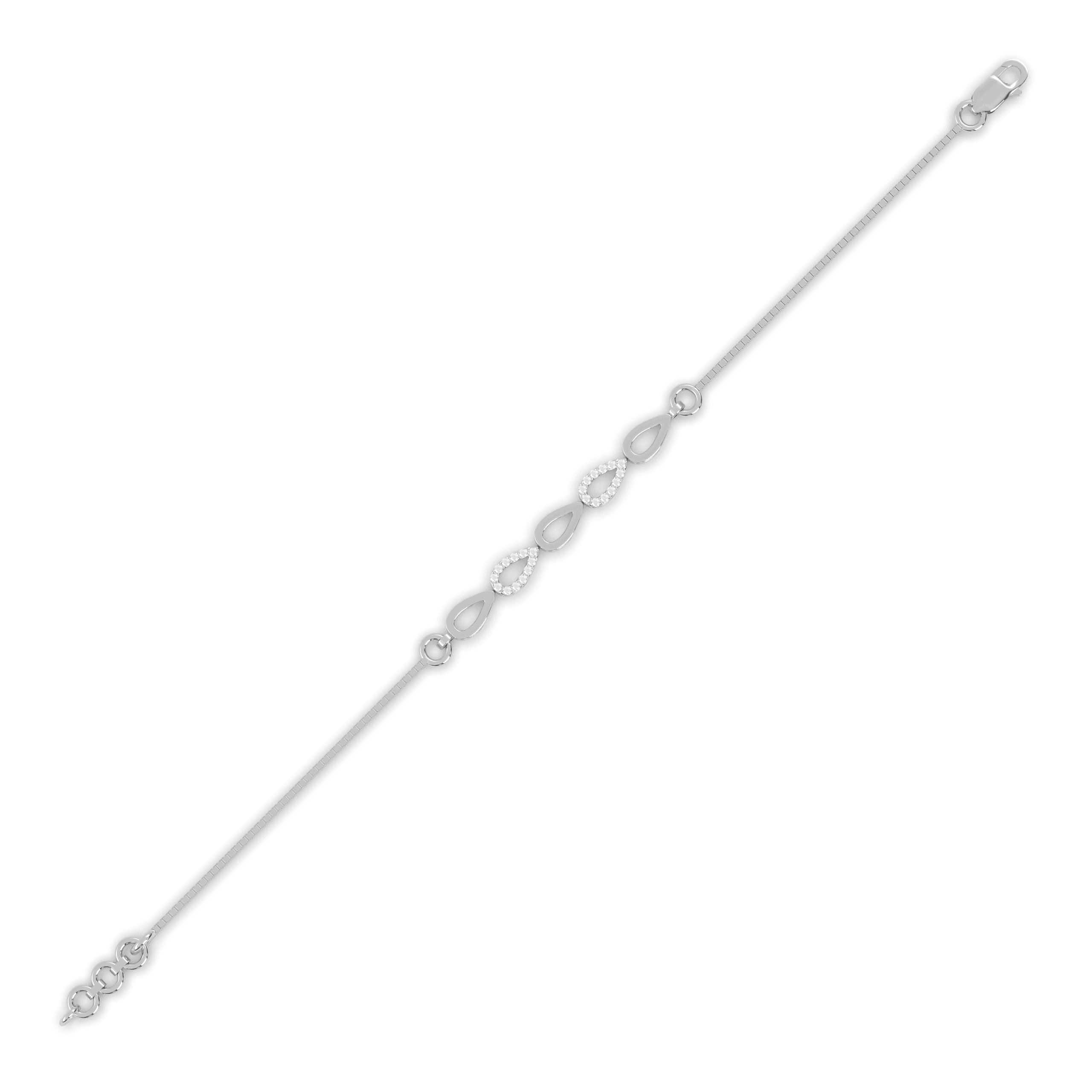 Silver Disc & Oval Link Chain Bracelet ,
