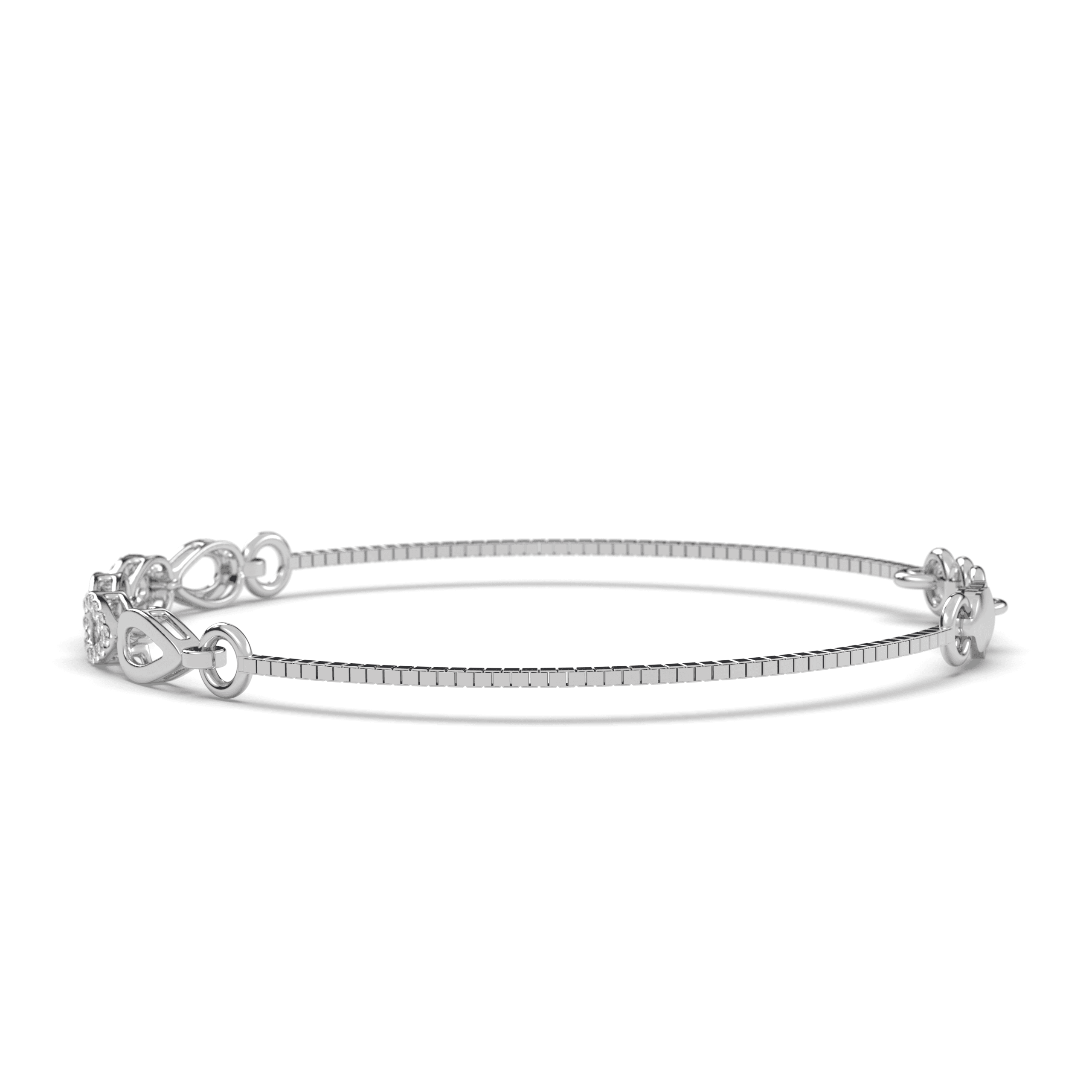 Silver Disc & Oval Link Chain Bracelet ,