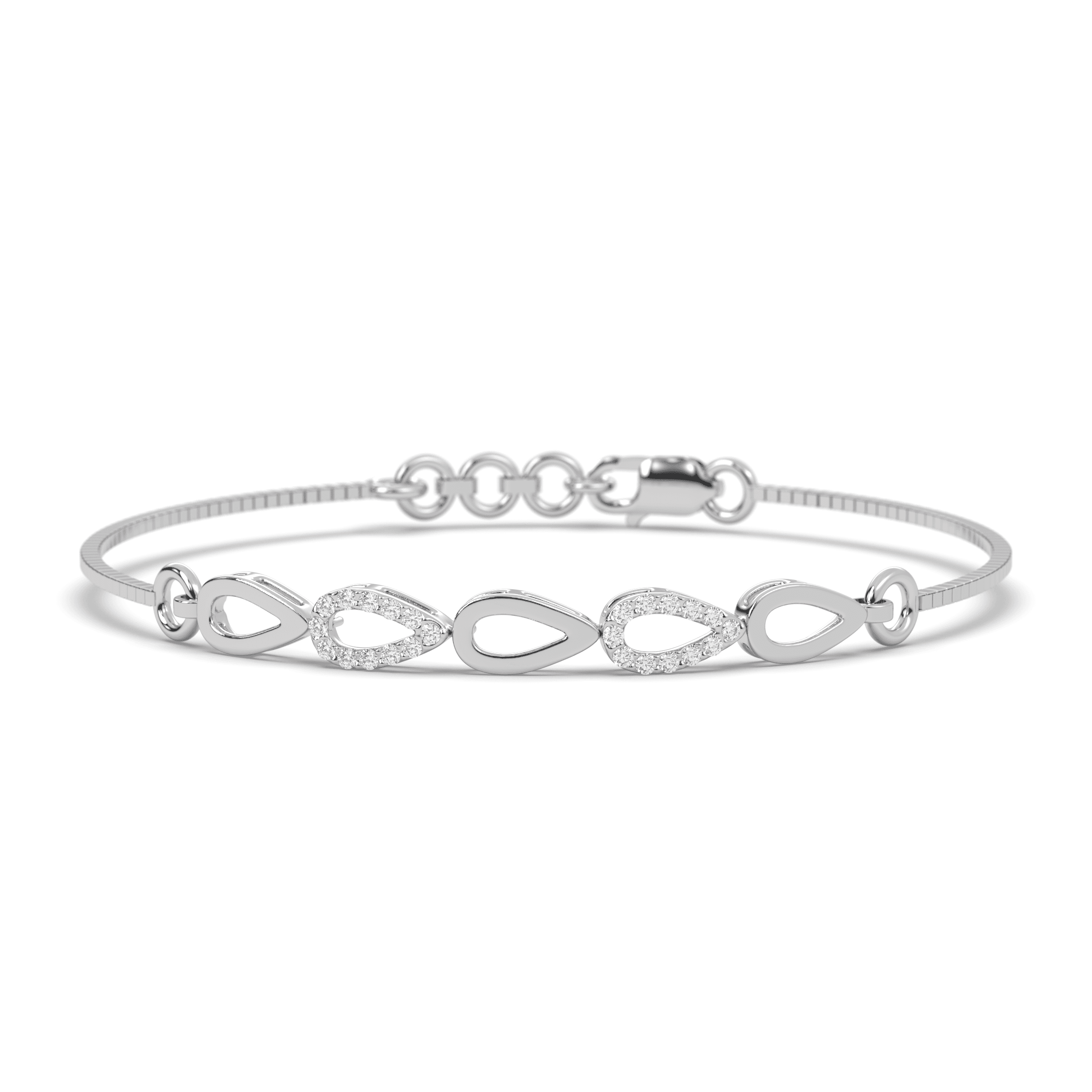 Silver Disc & Oval Link Chain Bracelet ,
