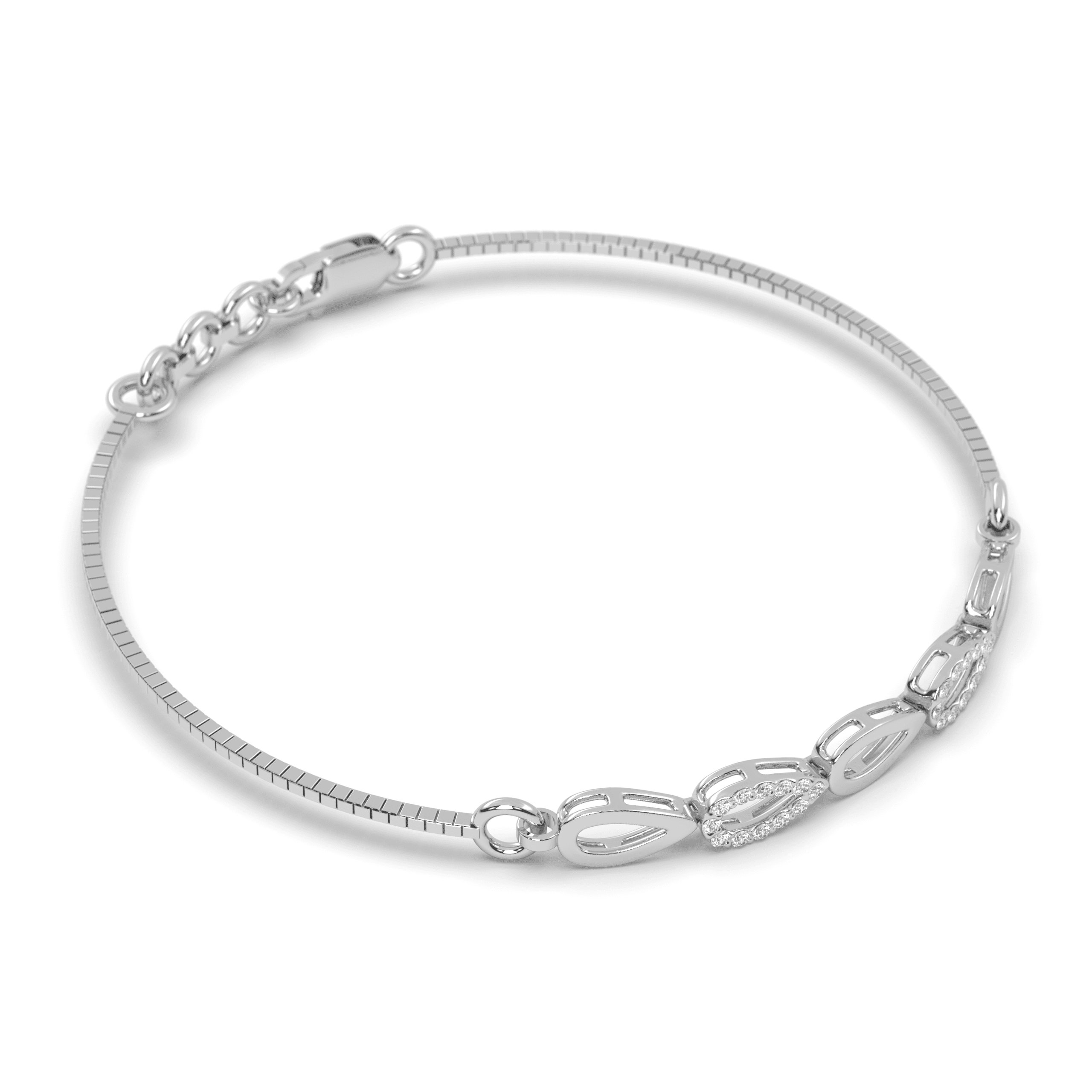 Silver Disc & Oval Link Chain Bracelet ,