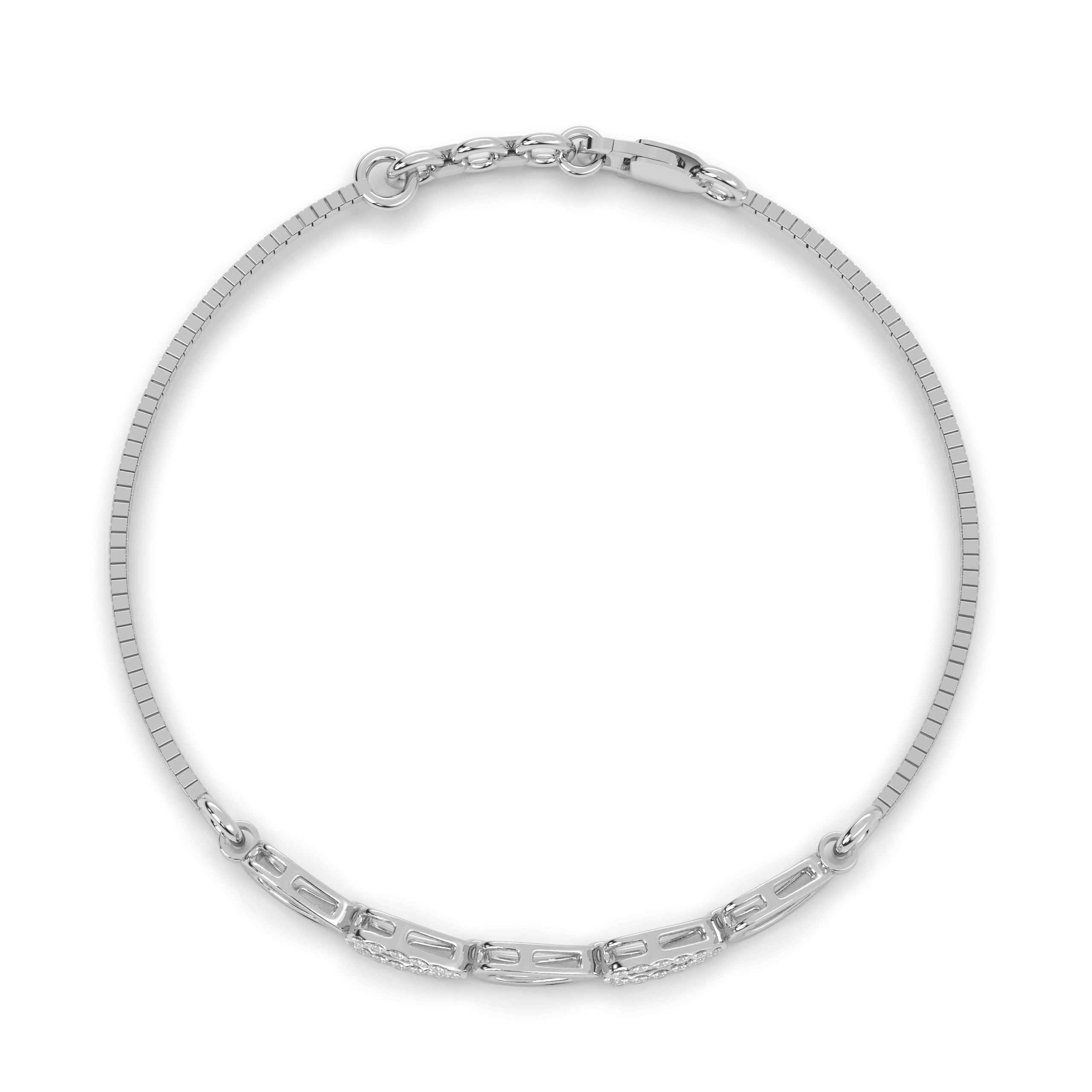 Silver Disc & Oval Link Chain Bracelet ,