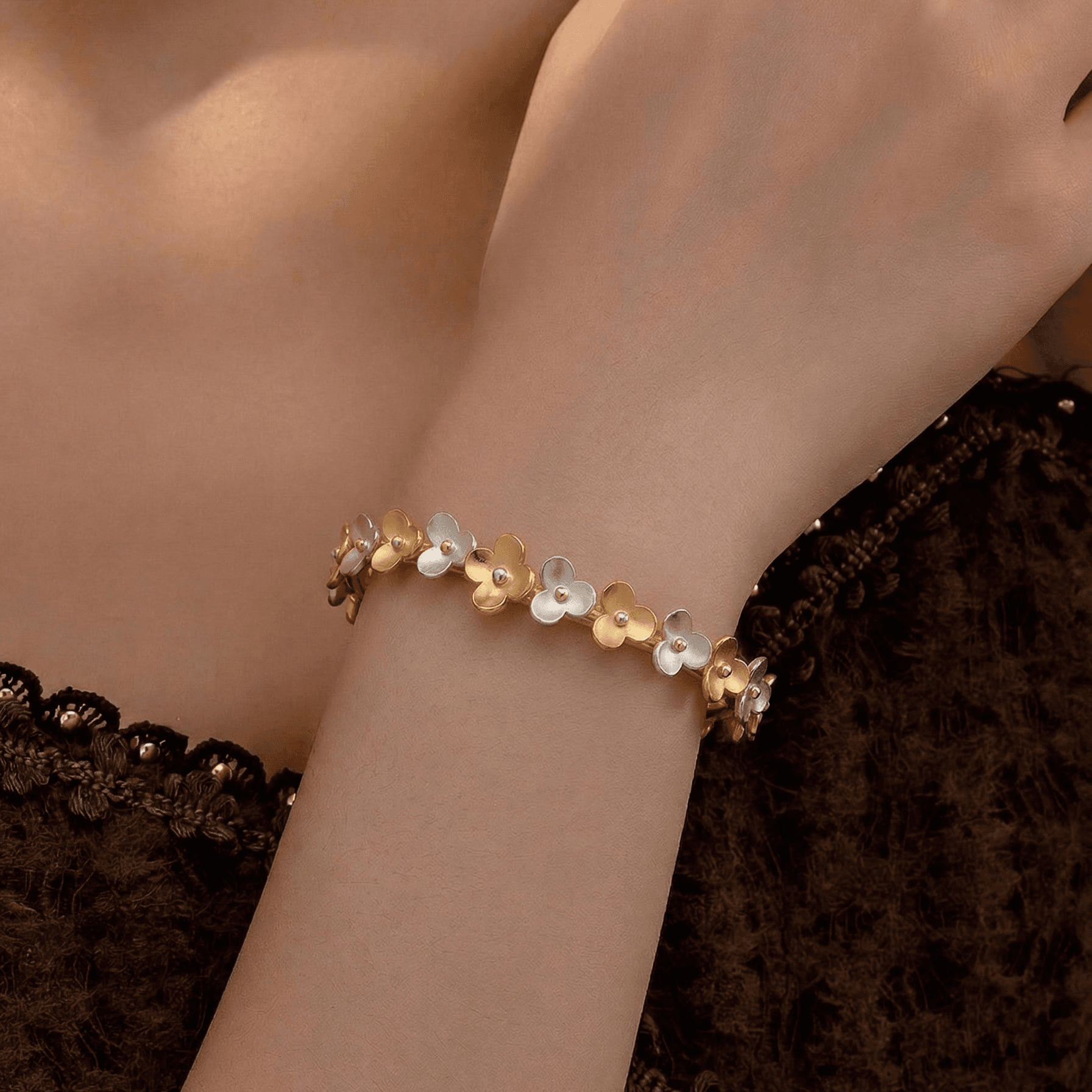 Dual-Tone Blossom Bangle , 2.3