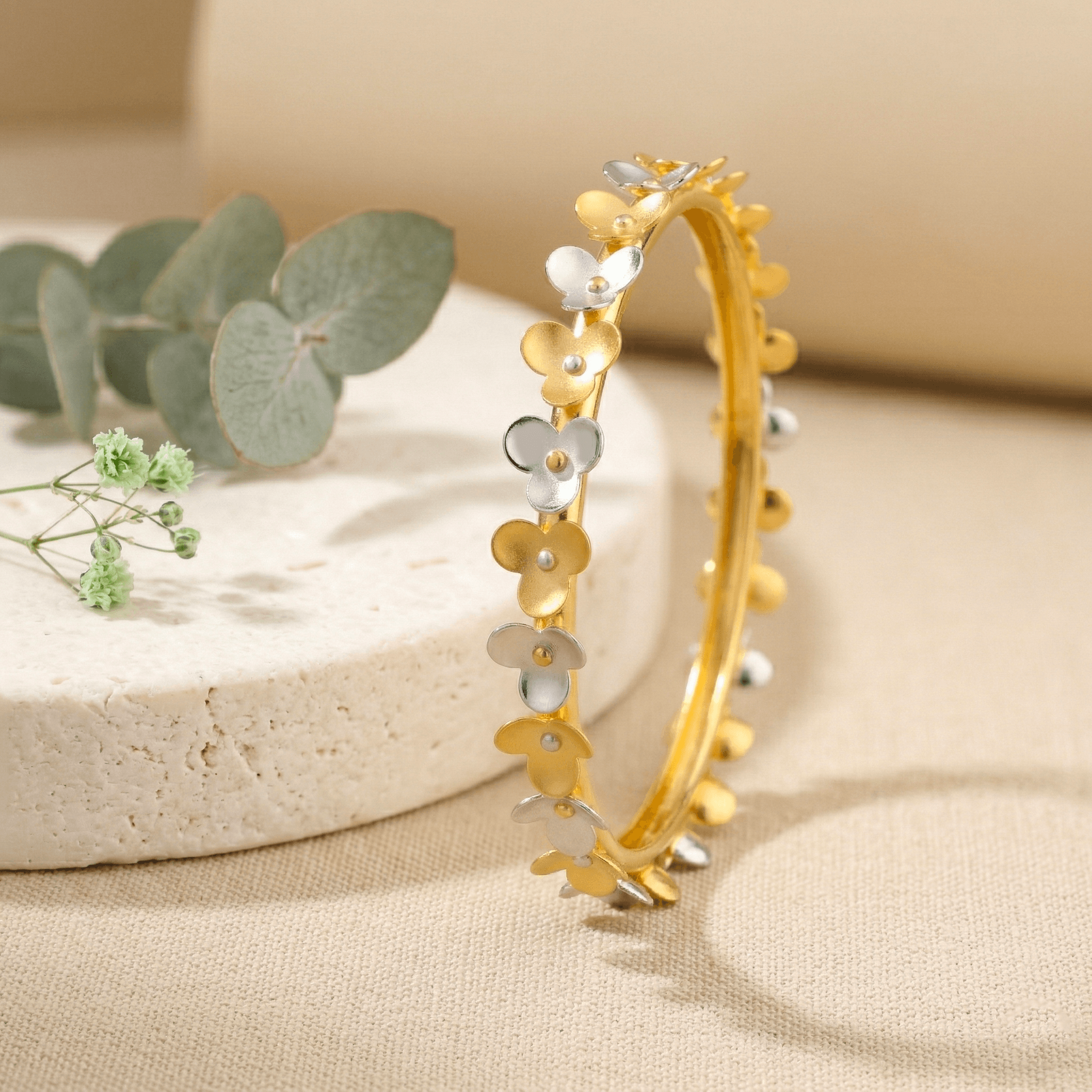 Dual-Tone Blossom Bangle , 2.3
