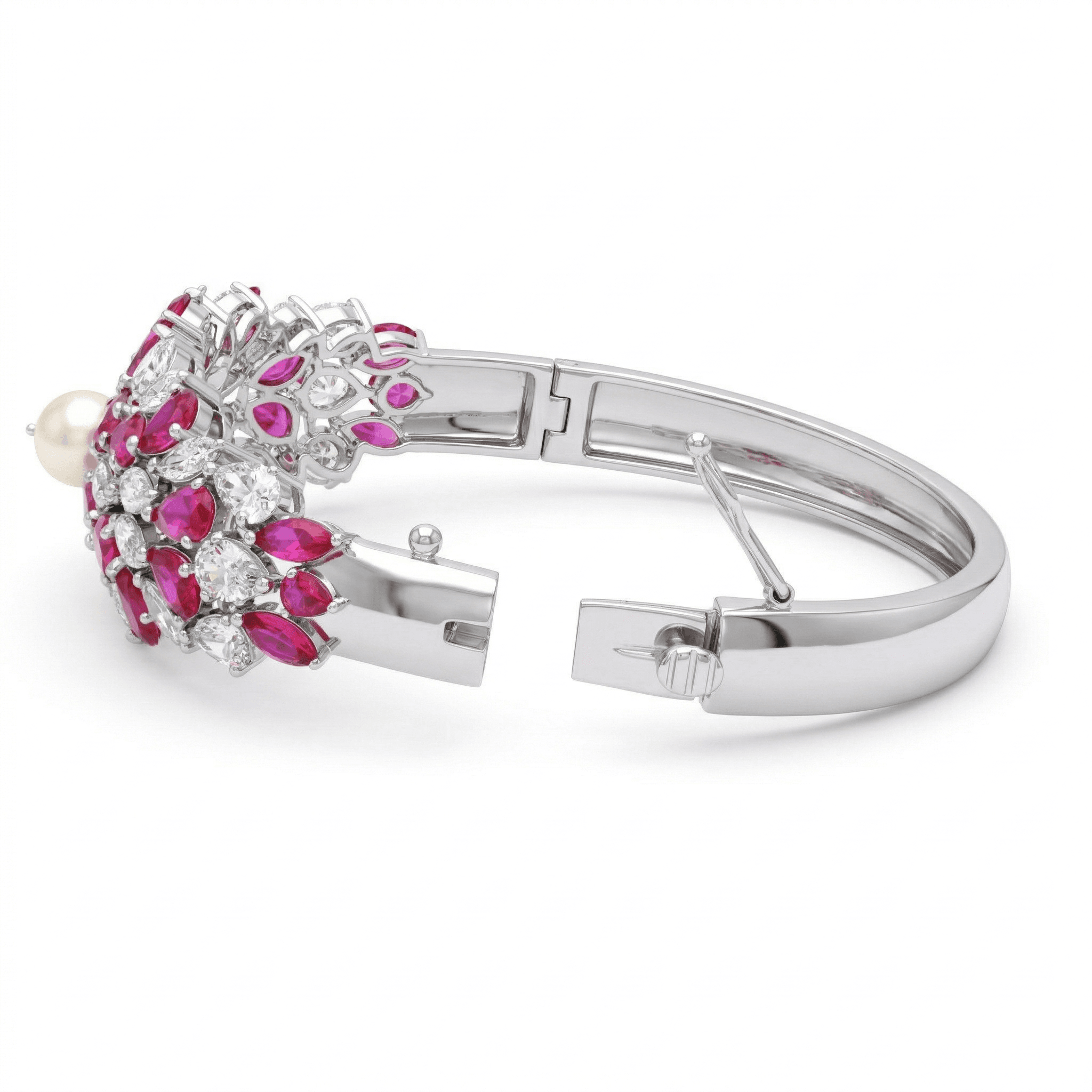 Ruby Floral Pearl Bangle , 2.3