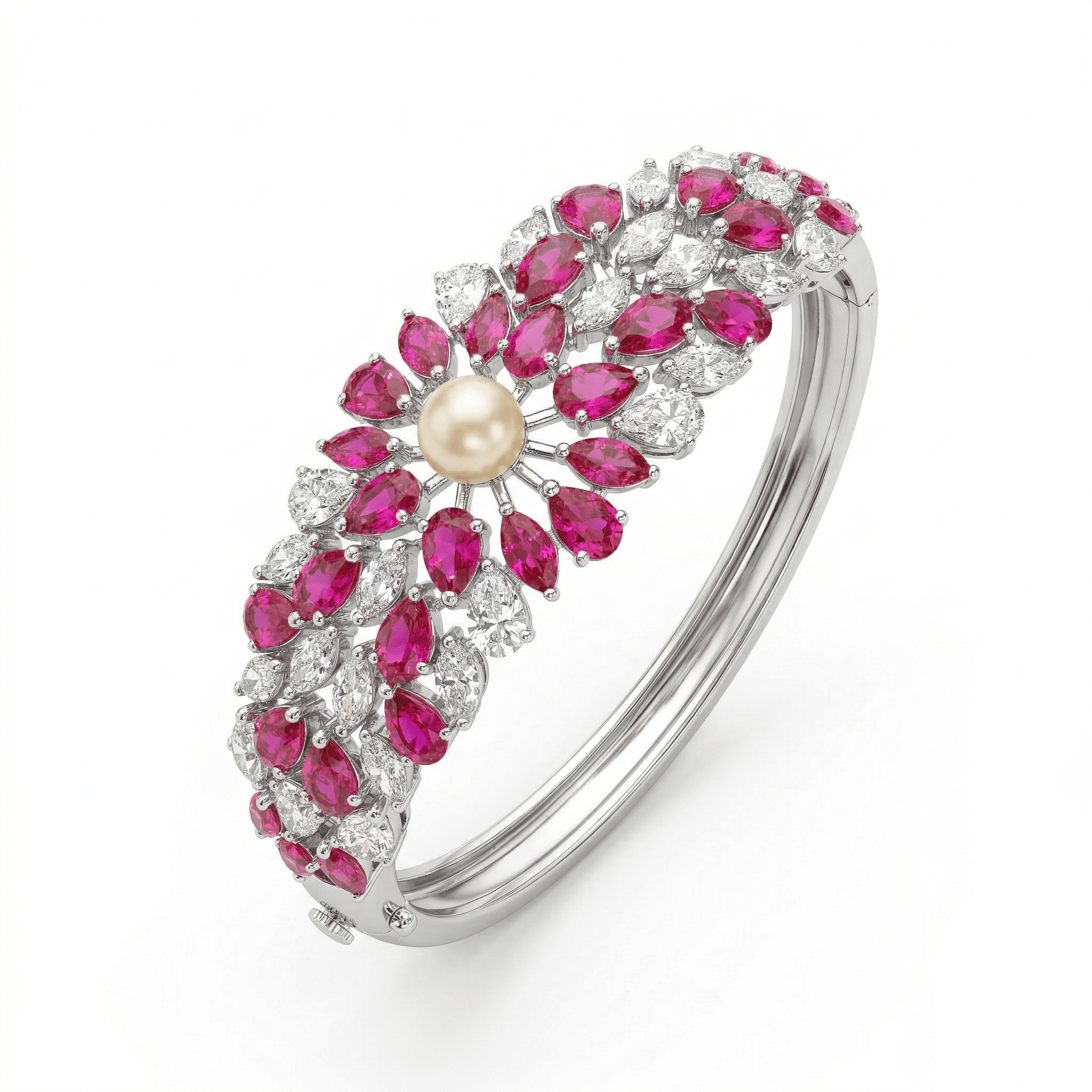 Ruby Floral Pearl Bangle , 2.3