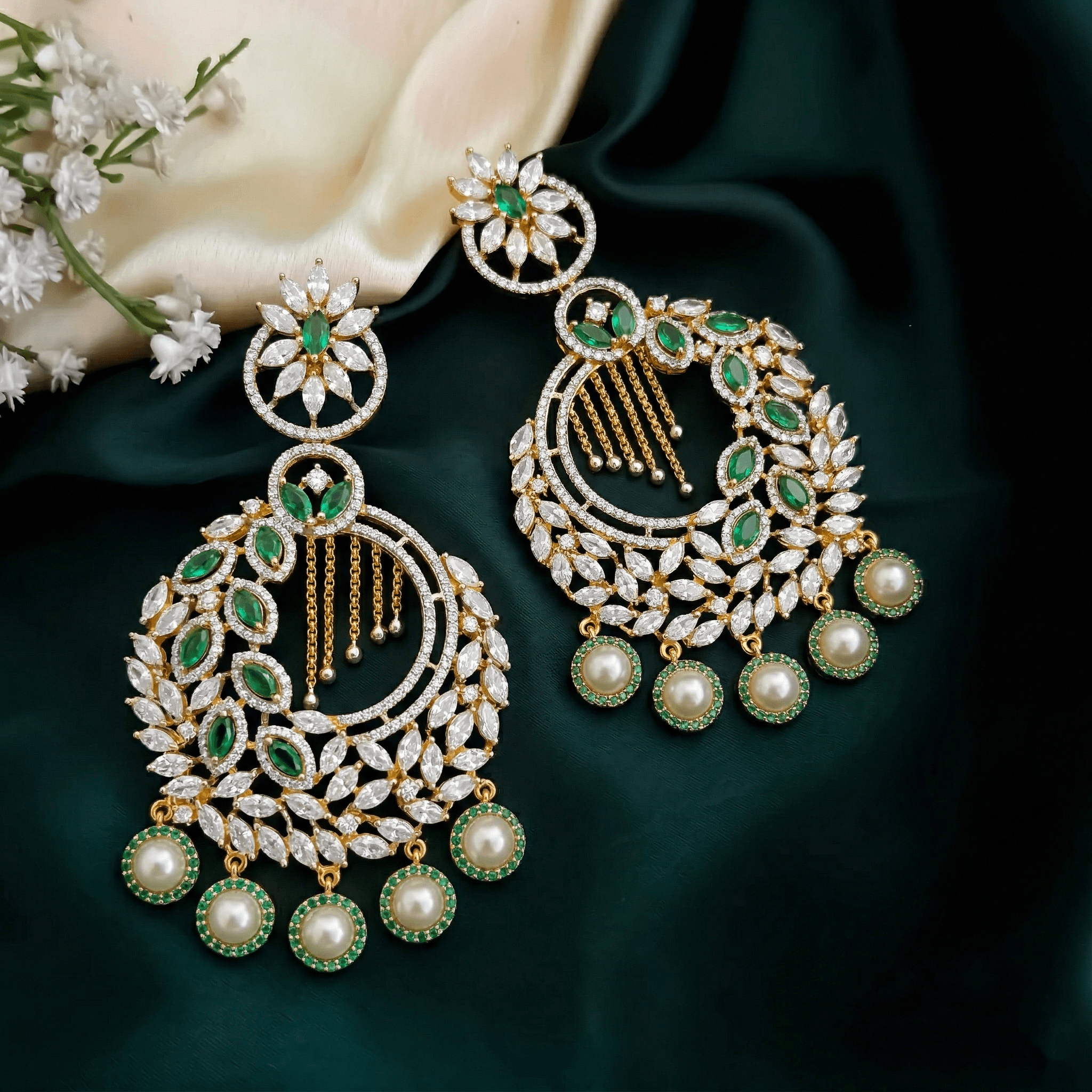 Leaf Chandelier Earrings , South Screw