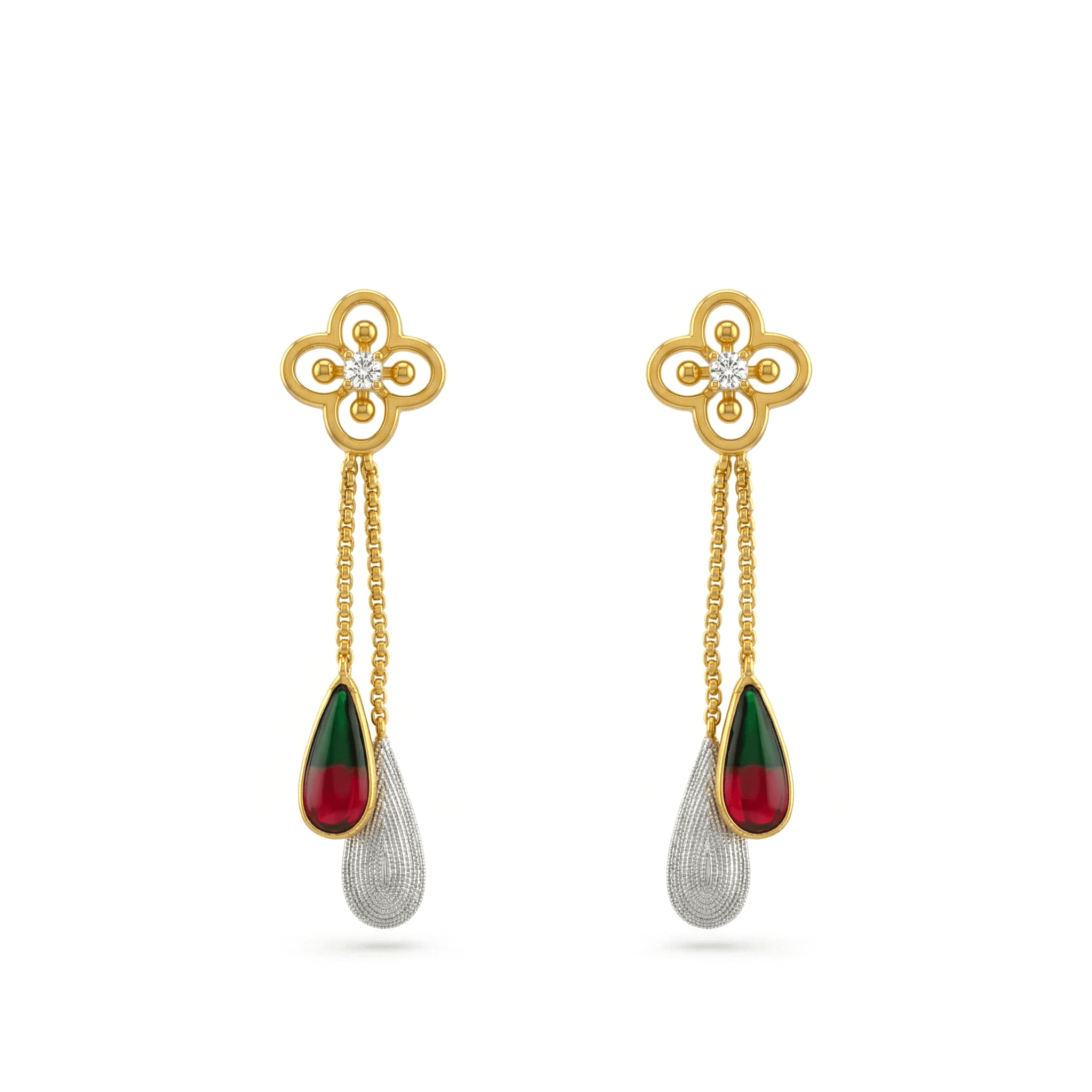 Vibrant Clover Teardrop Drops , South Screw