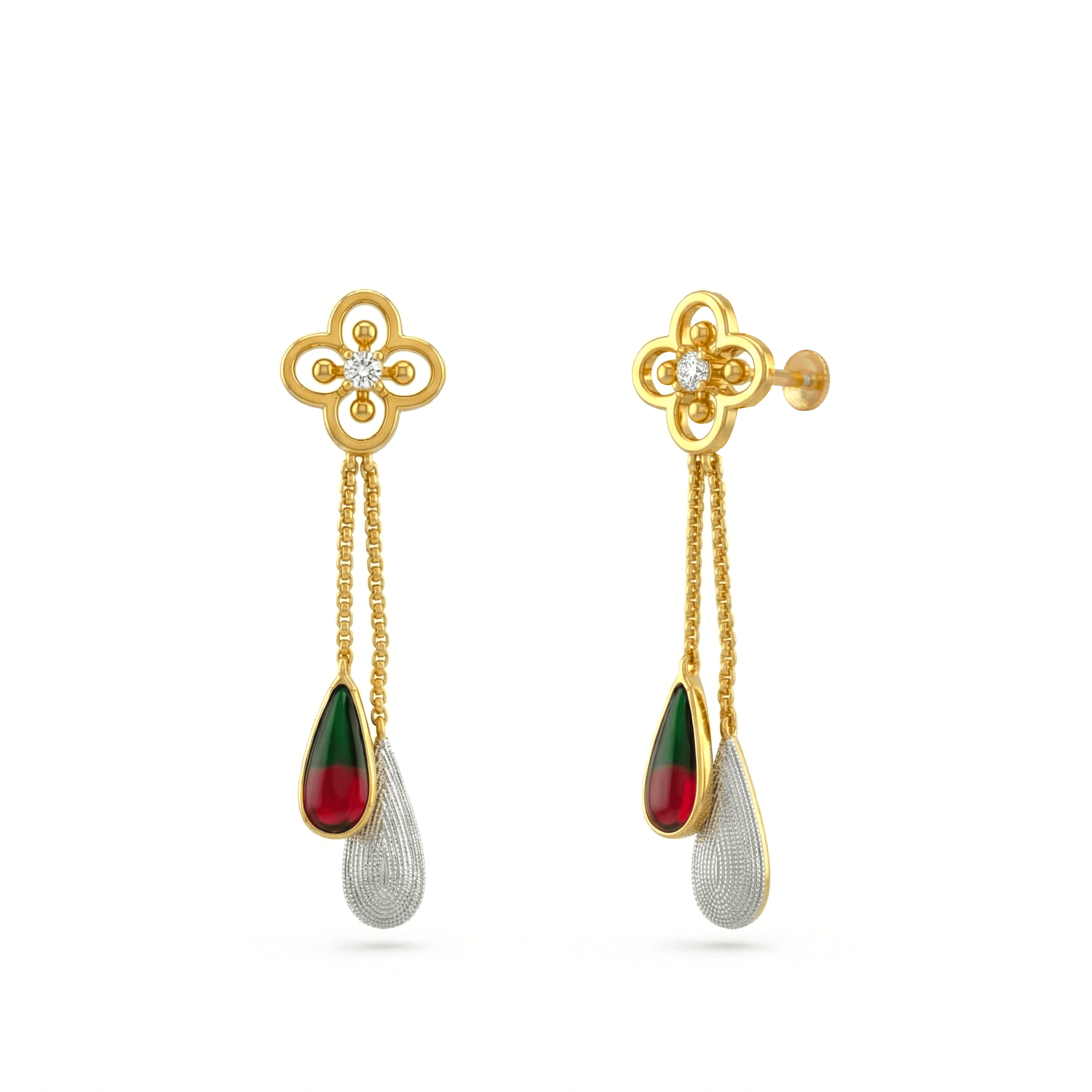 Vibrant Clover Teardrop Drops , South Screw