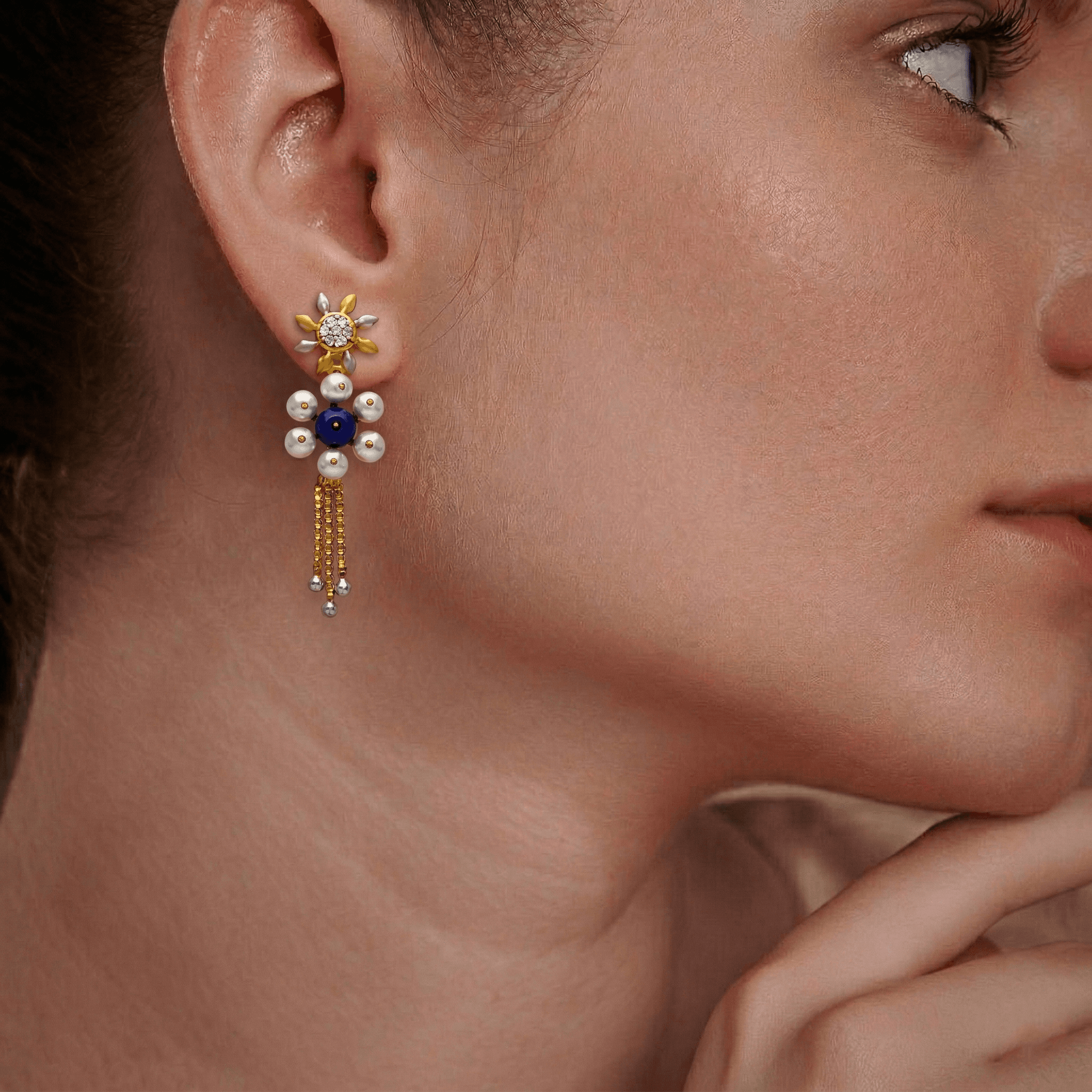 Sunburst Lapis Pearl Drops , South Screw