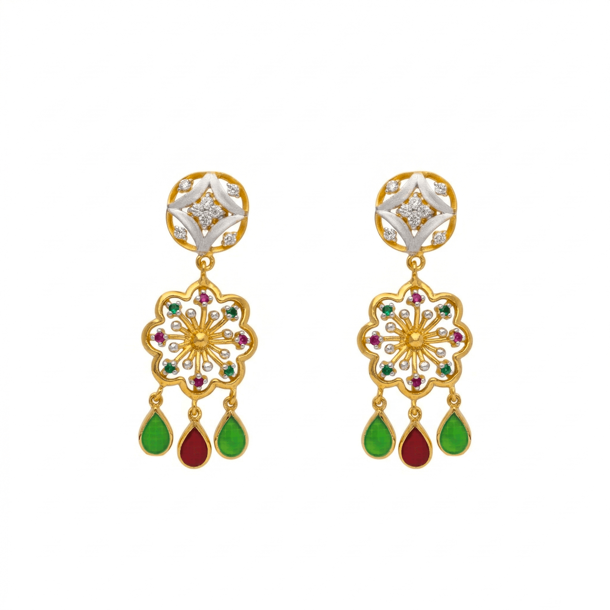 Vibrant Floral Filigree Drops , South Screw