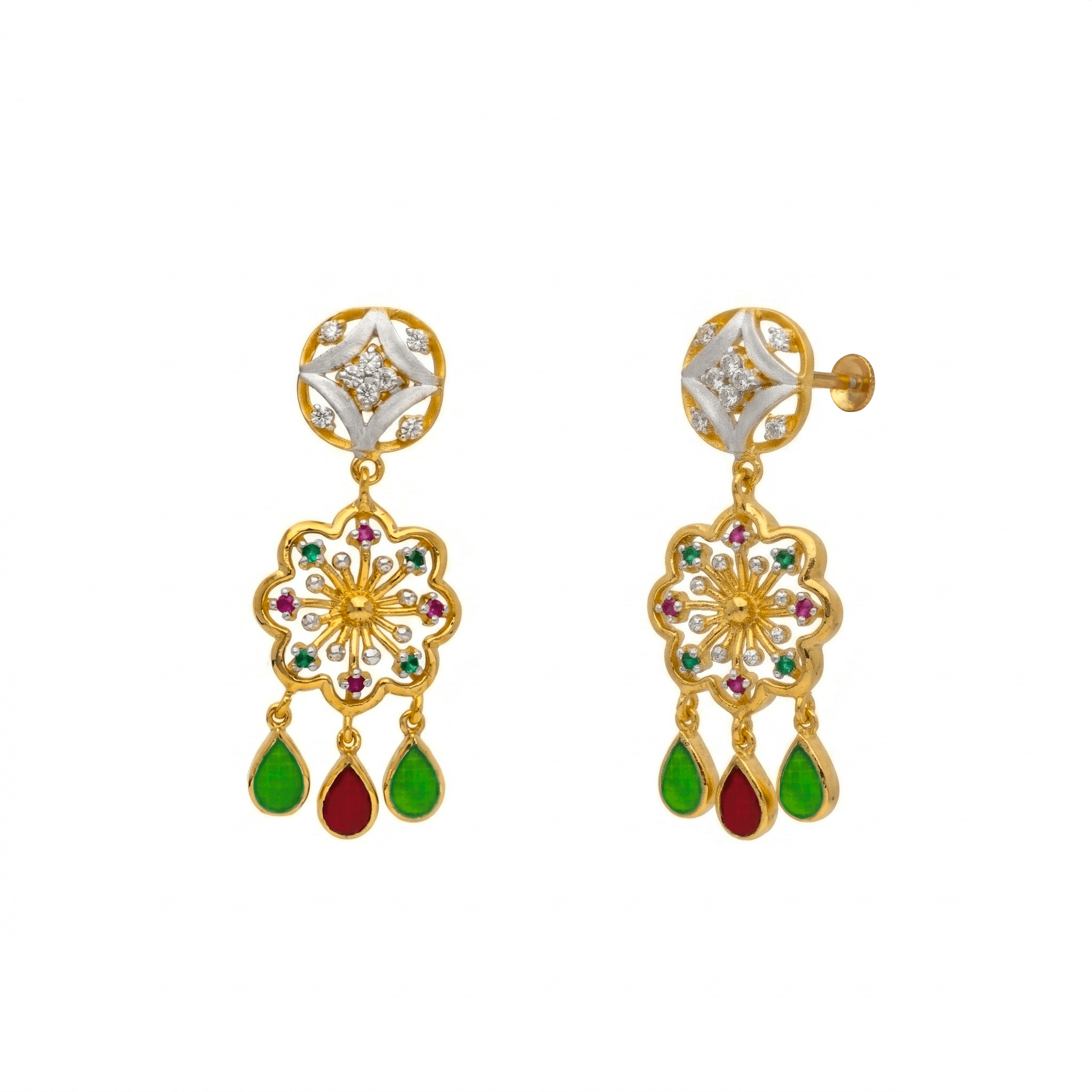Vibrant Floral Filigree Drops , South Screw