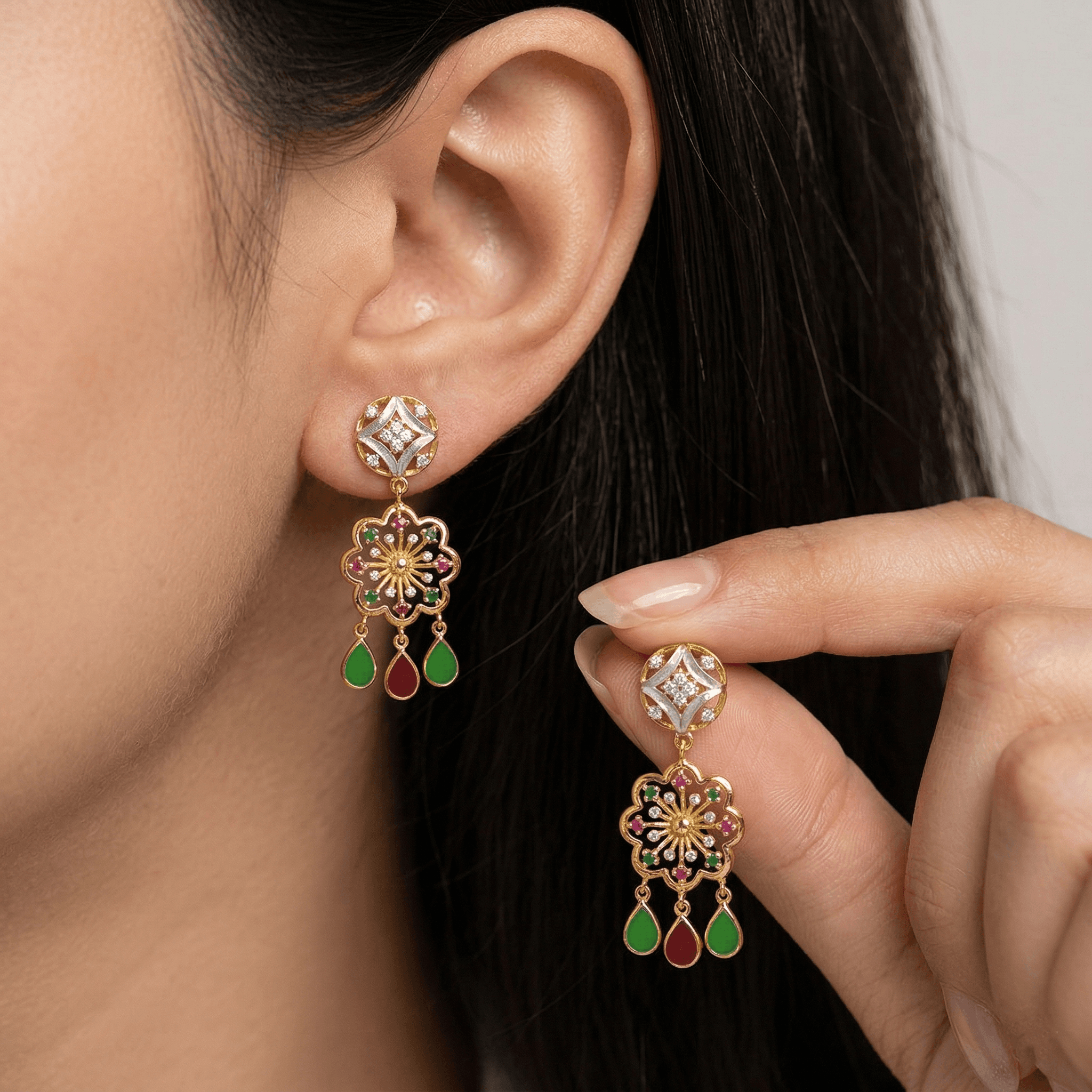 Vibrant Floral Filigree Drops , South Screw