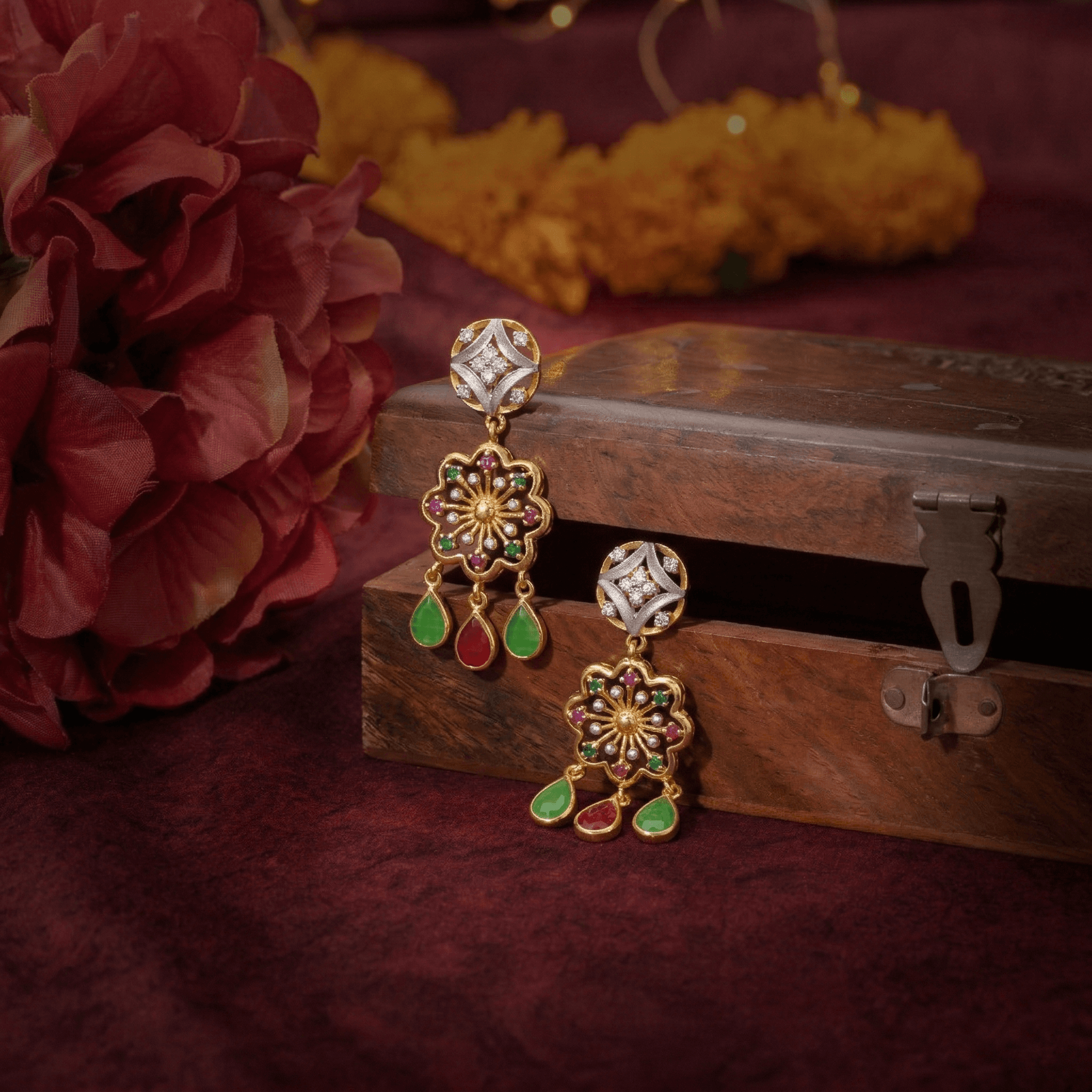 Vibrant Floral Filigree Drops , South Screw