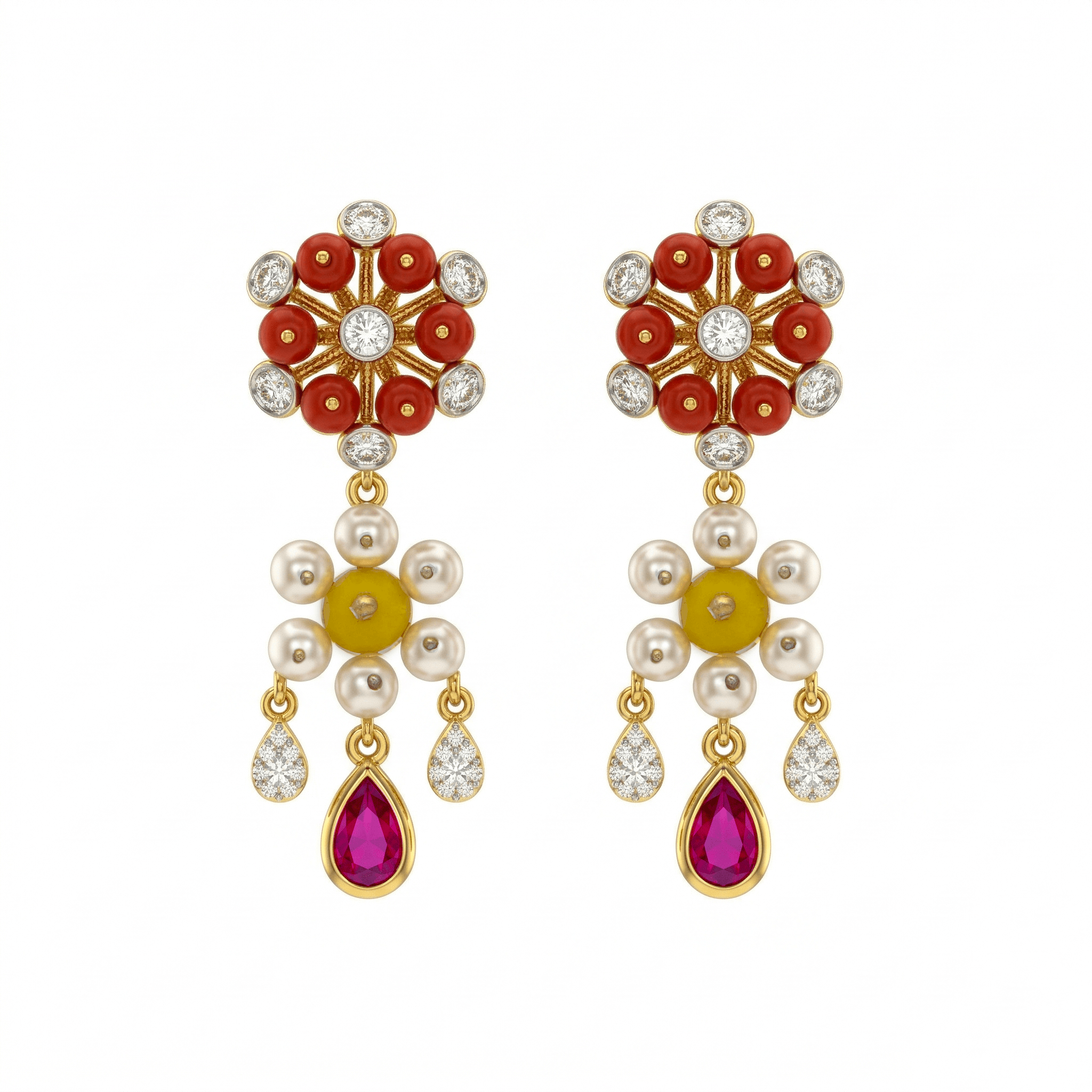 Floral Ruby Pearl Drops , South Screw