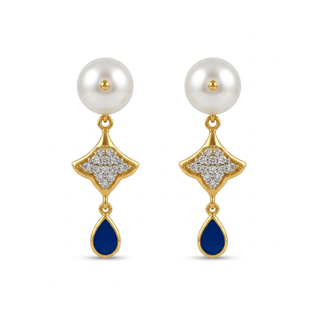 Pearl and Sapphire Charm Drops , South Screw