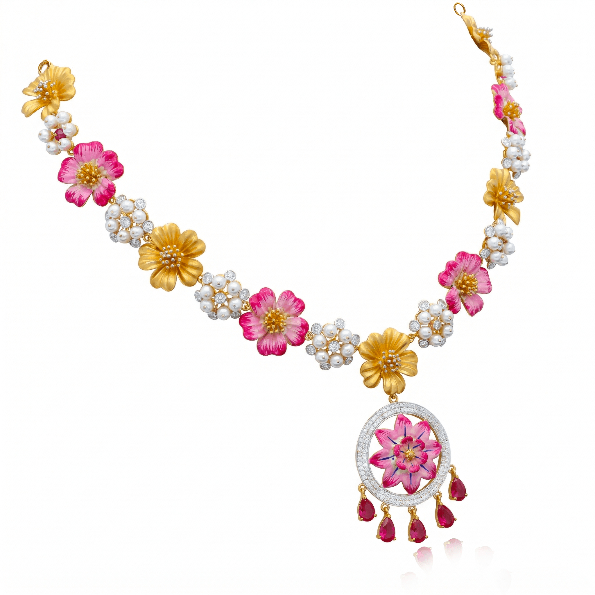 Royal Blossom Pearl Necklace ,