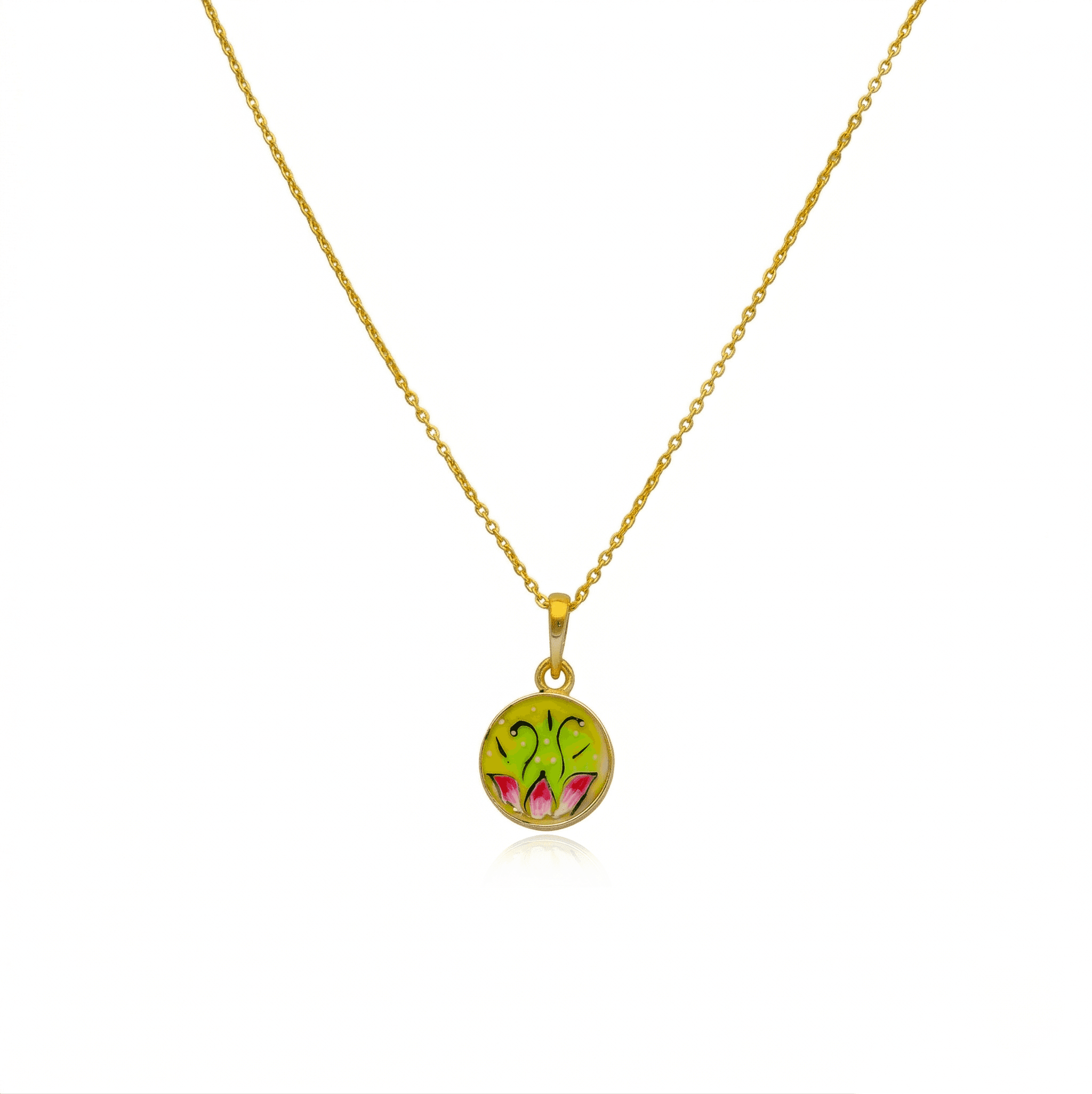 Golden Floral Disk Pendant ,
