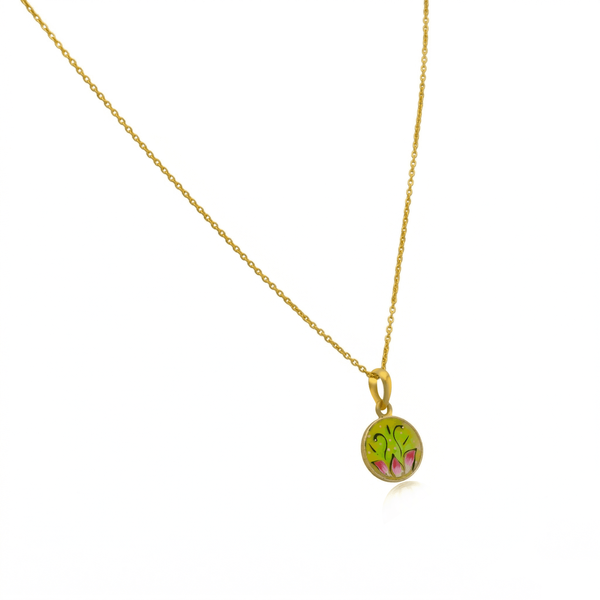 Golden Floral Disk Pendant ,