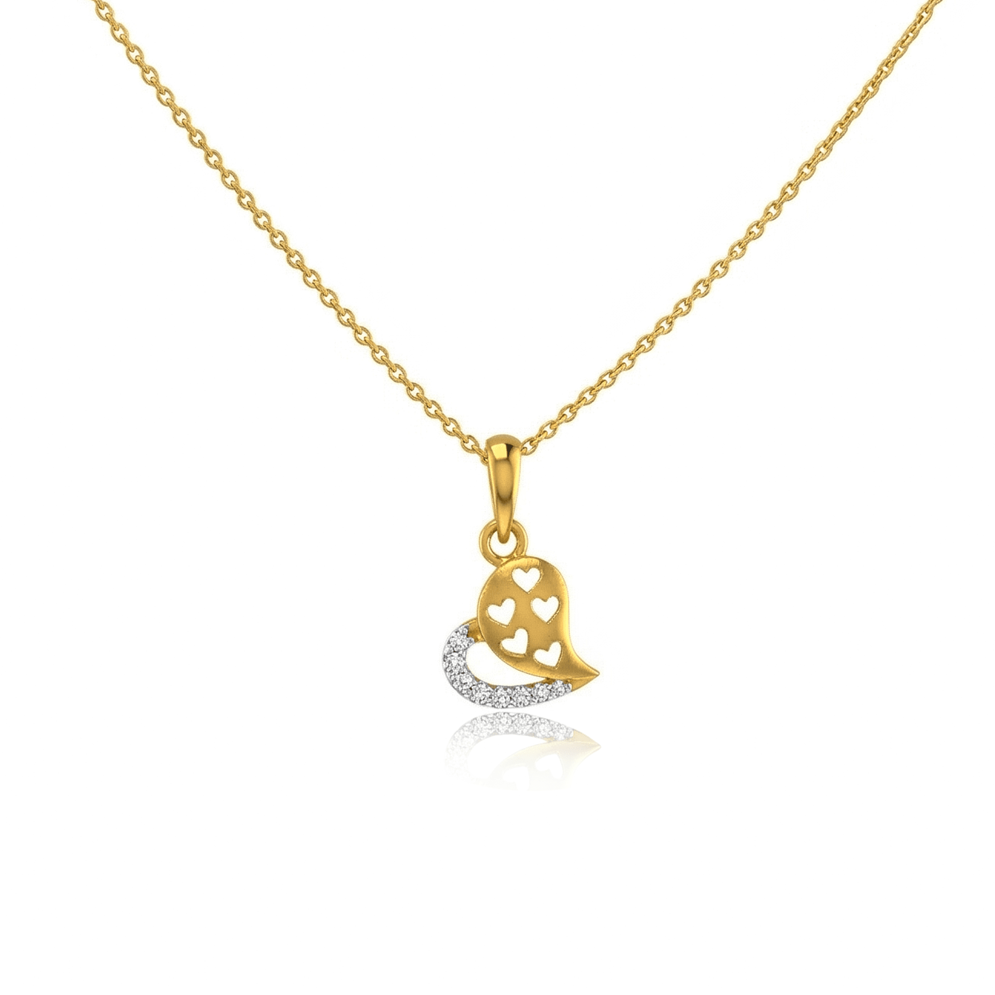 Sparkling Golden Heart Pendant ,