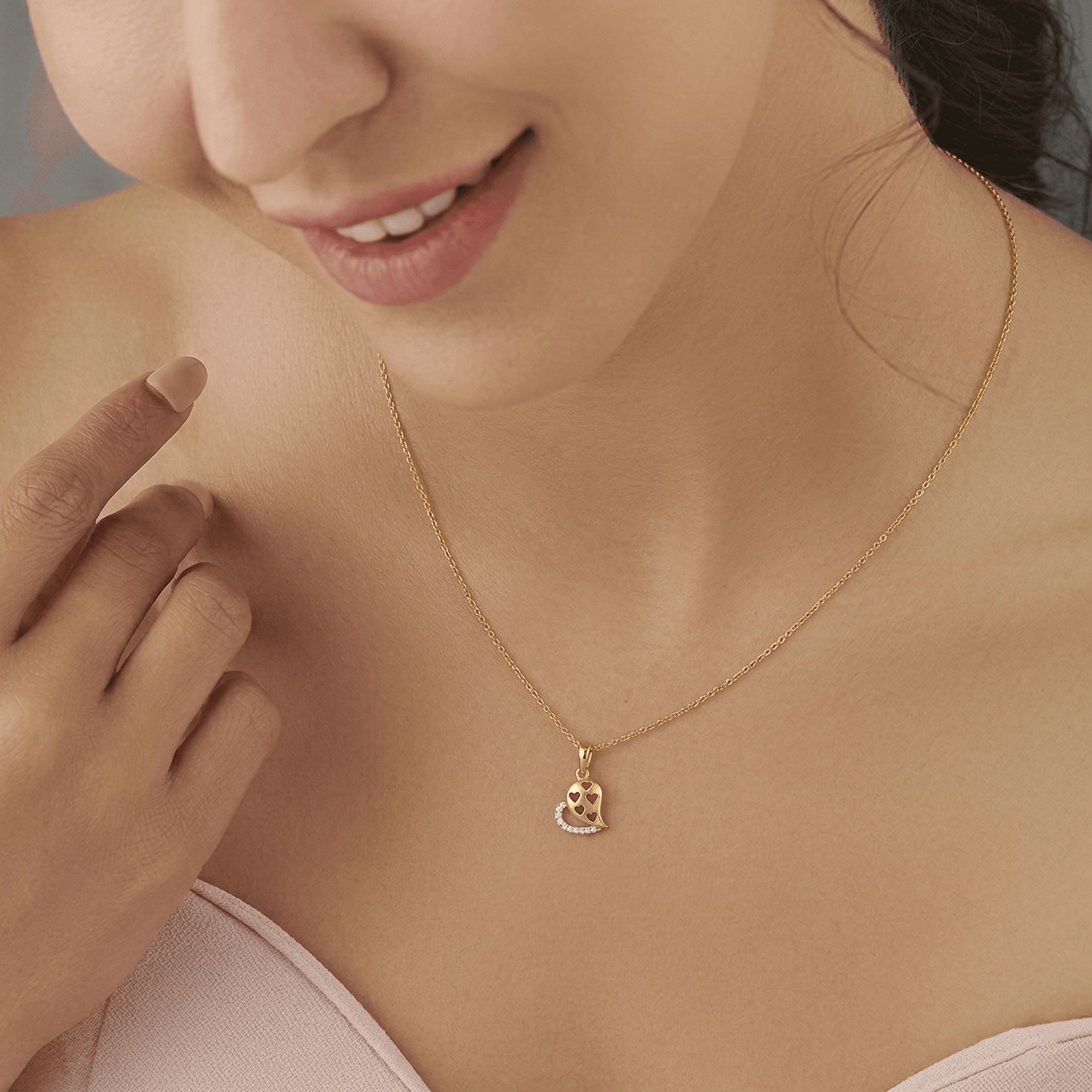 Sparkling Golden Heart Pendant ,