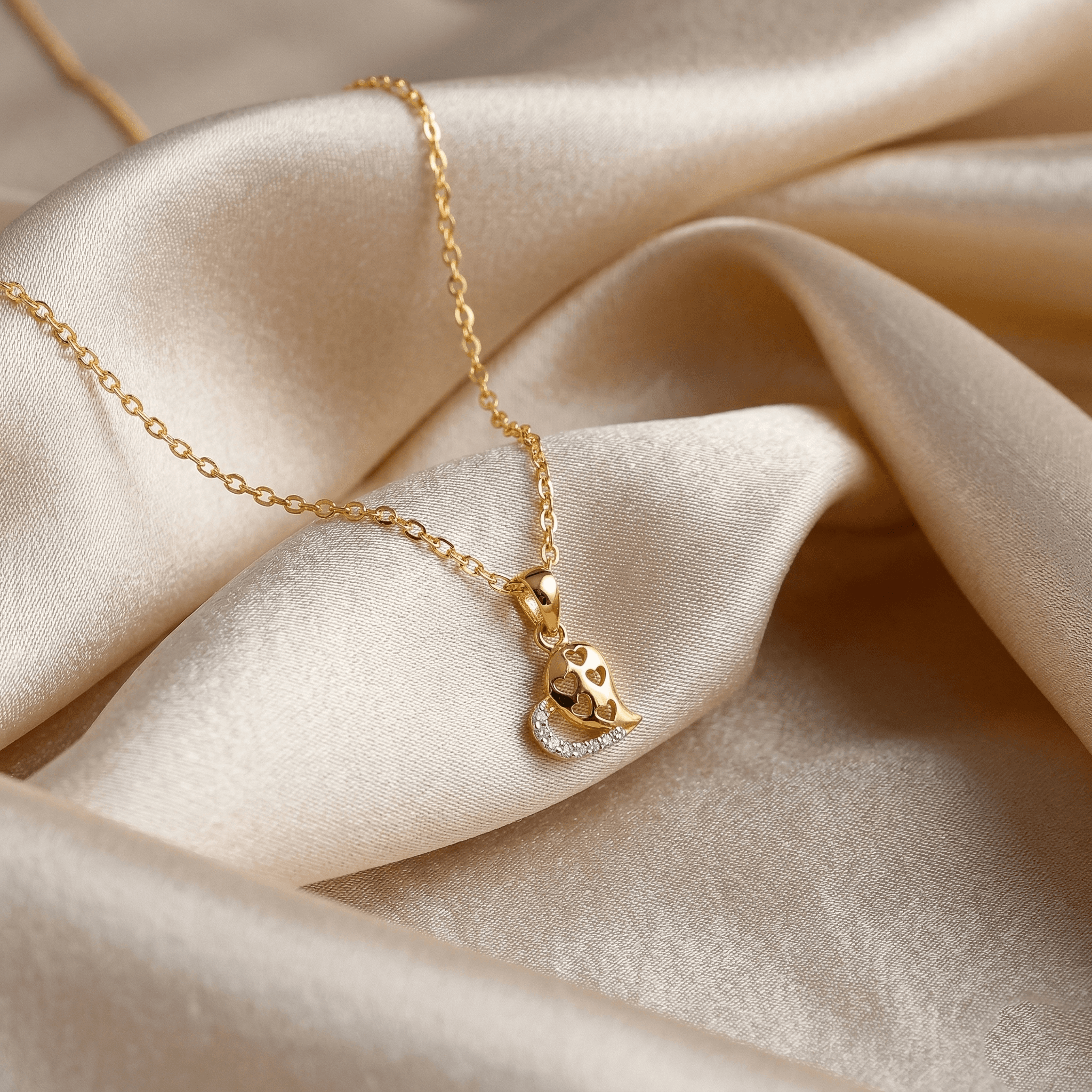 Sparkling Golden Heart Pendant ,