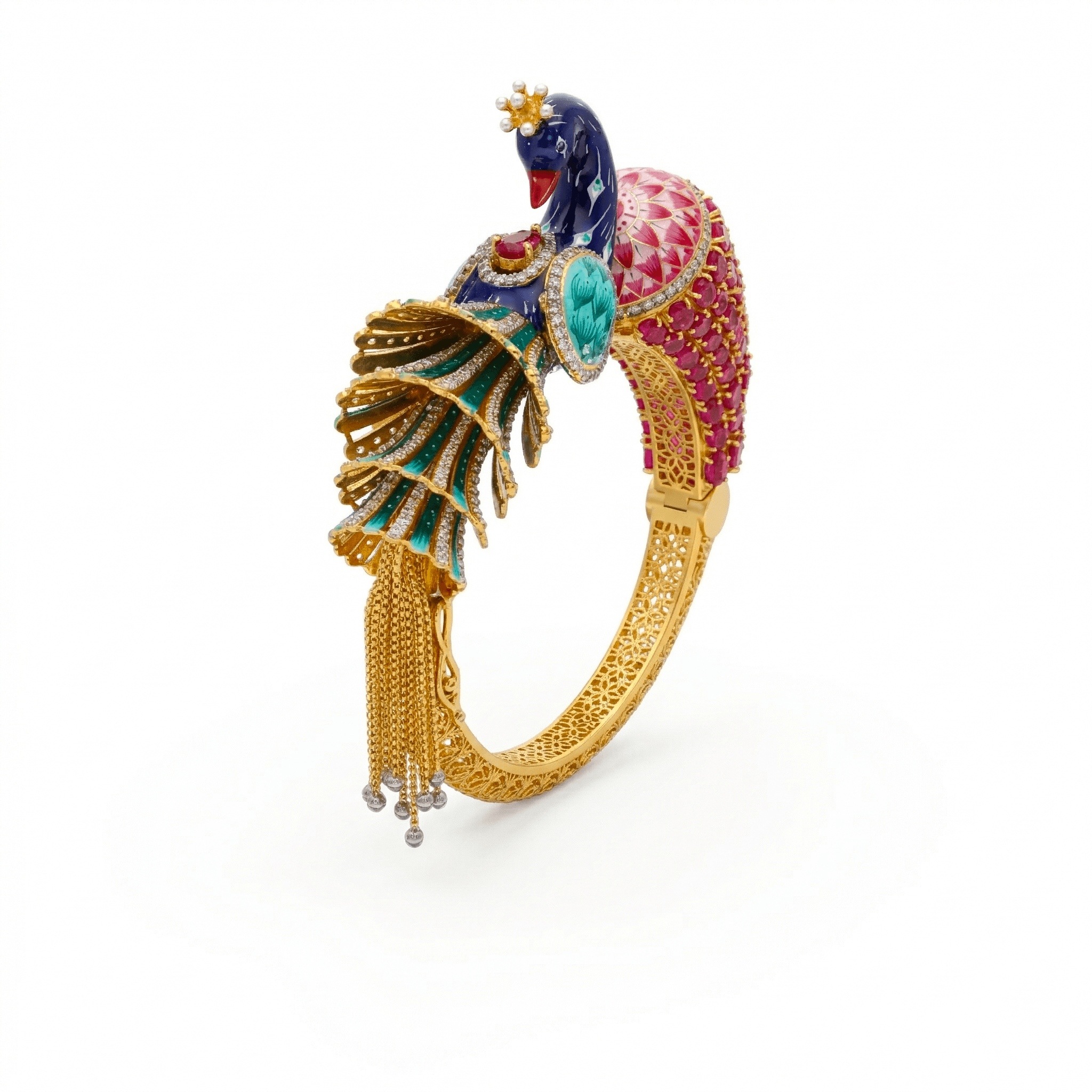 Royal Peacock Enamel Bangle , 2.3