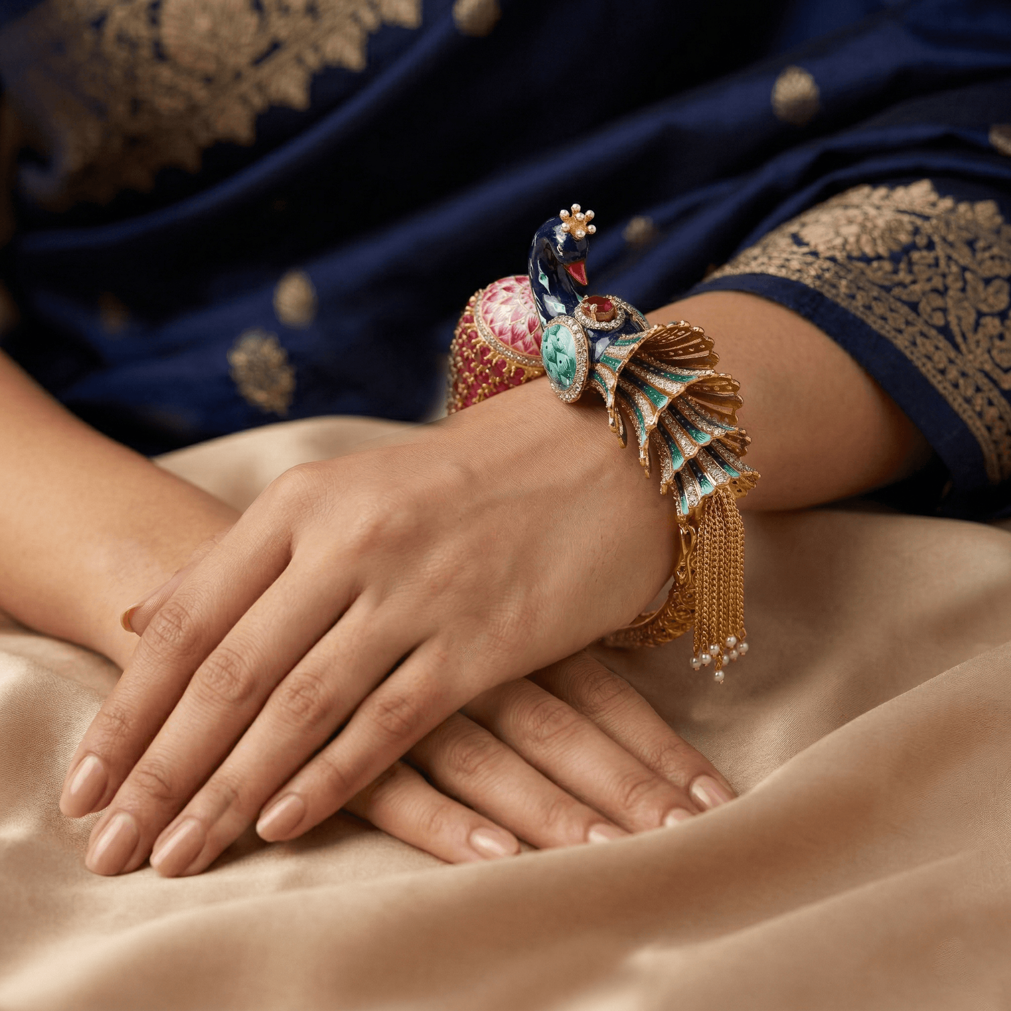 Royal Peacock Enamel Bangle , 2.3