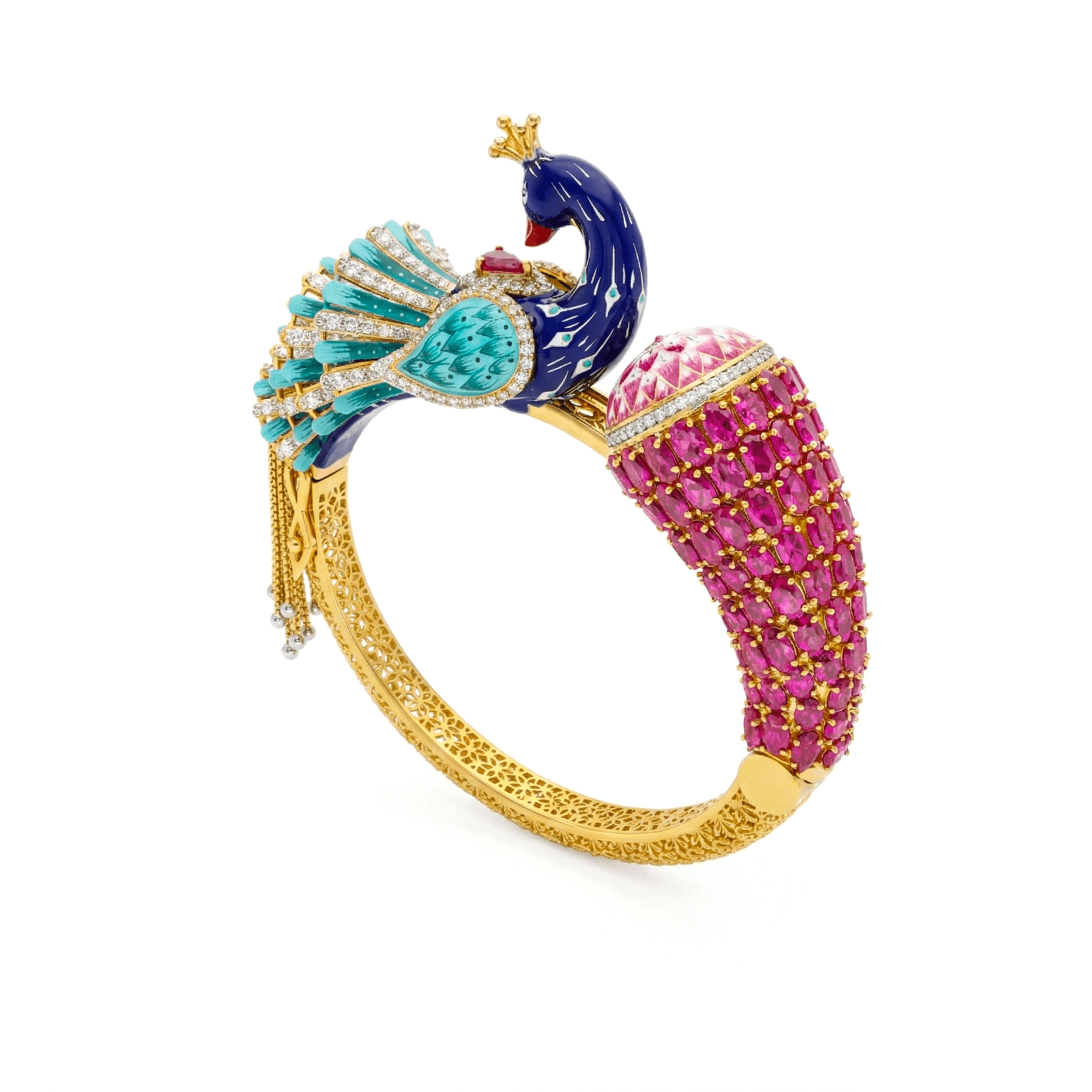 Royal Peacock Enamel Bangle , 2.3