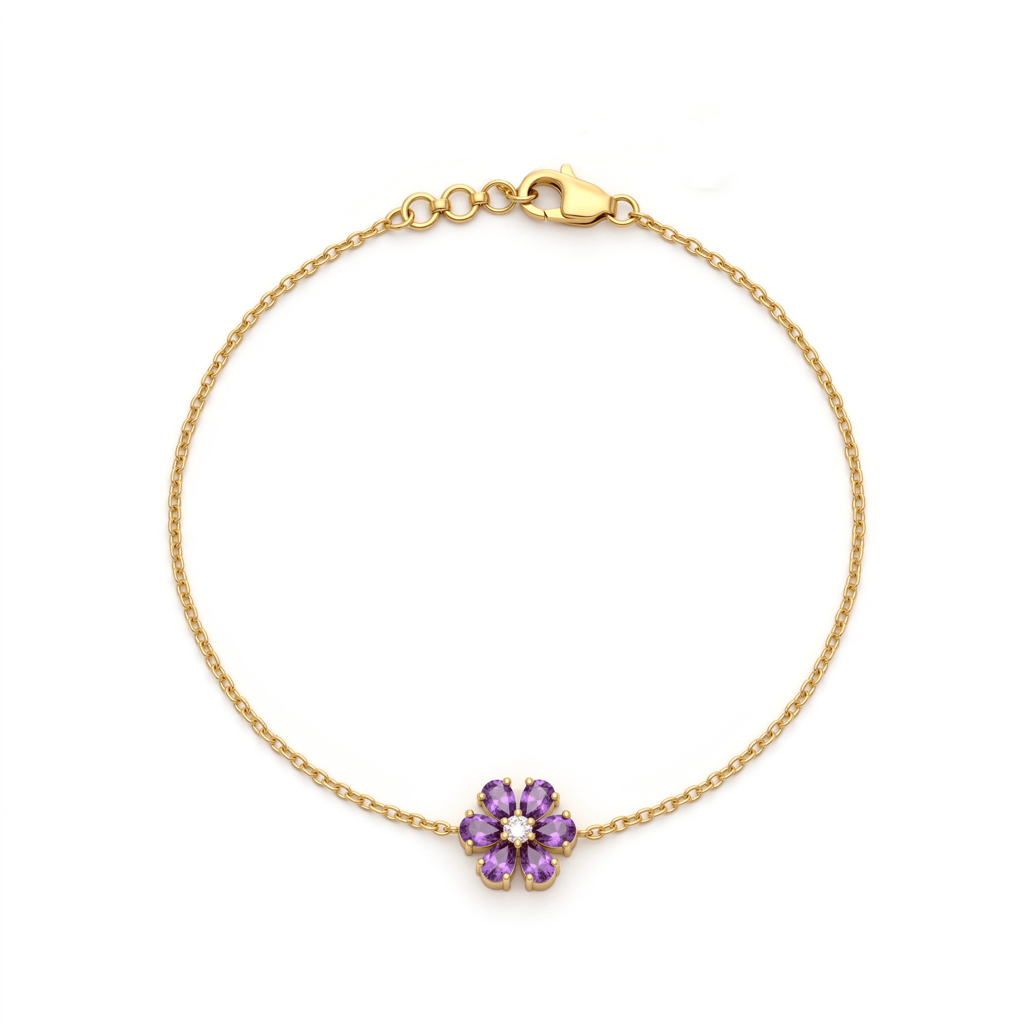 Lavender Blossom Chain Bracelet ,