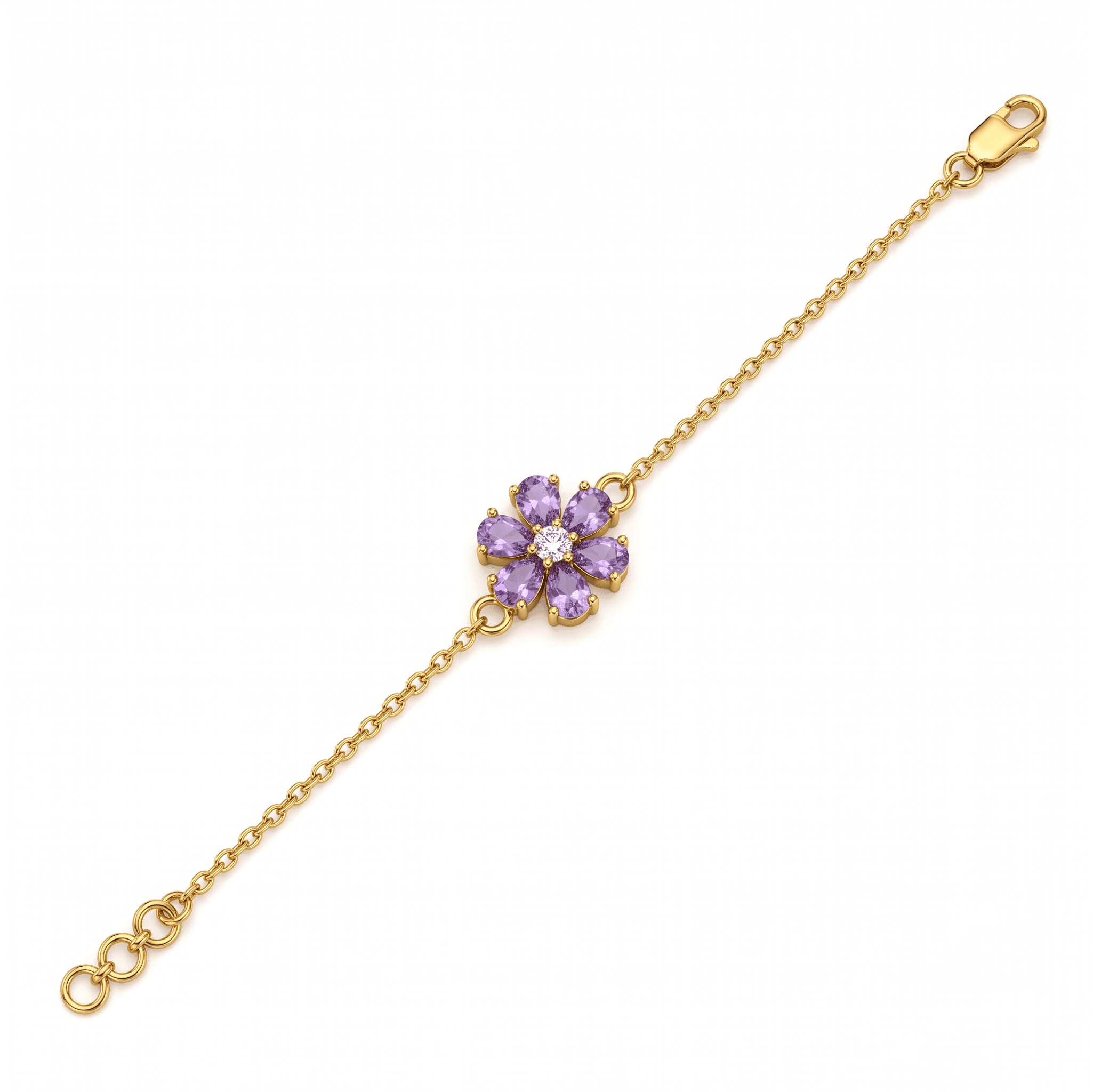 Lavender Blossom Chain Bracelet ,