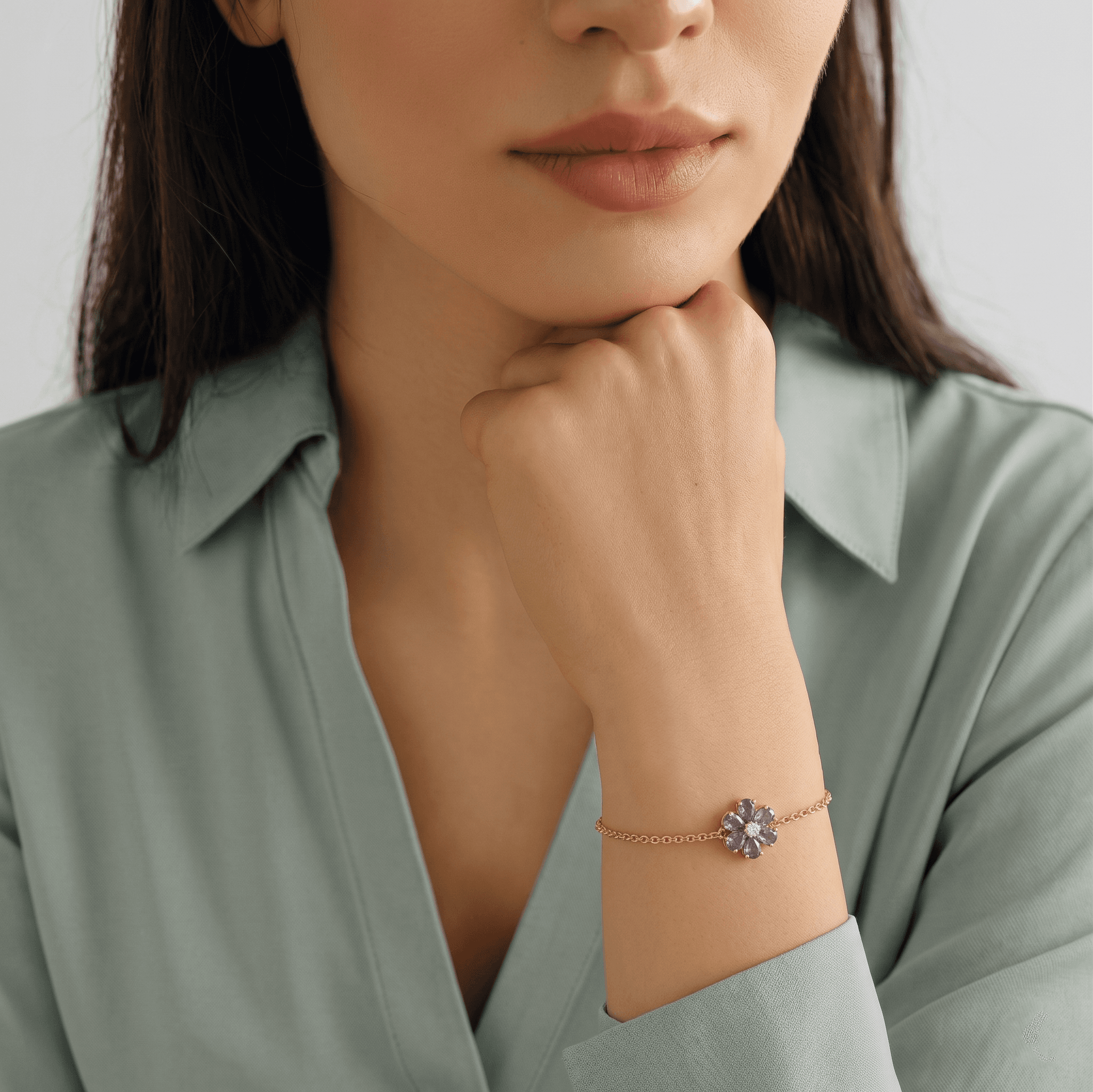 Lavender Blossom Chain Bracelet ,