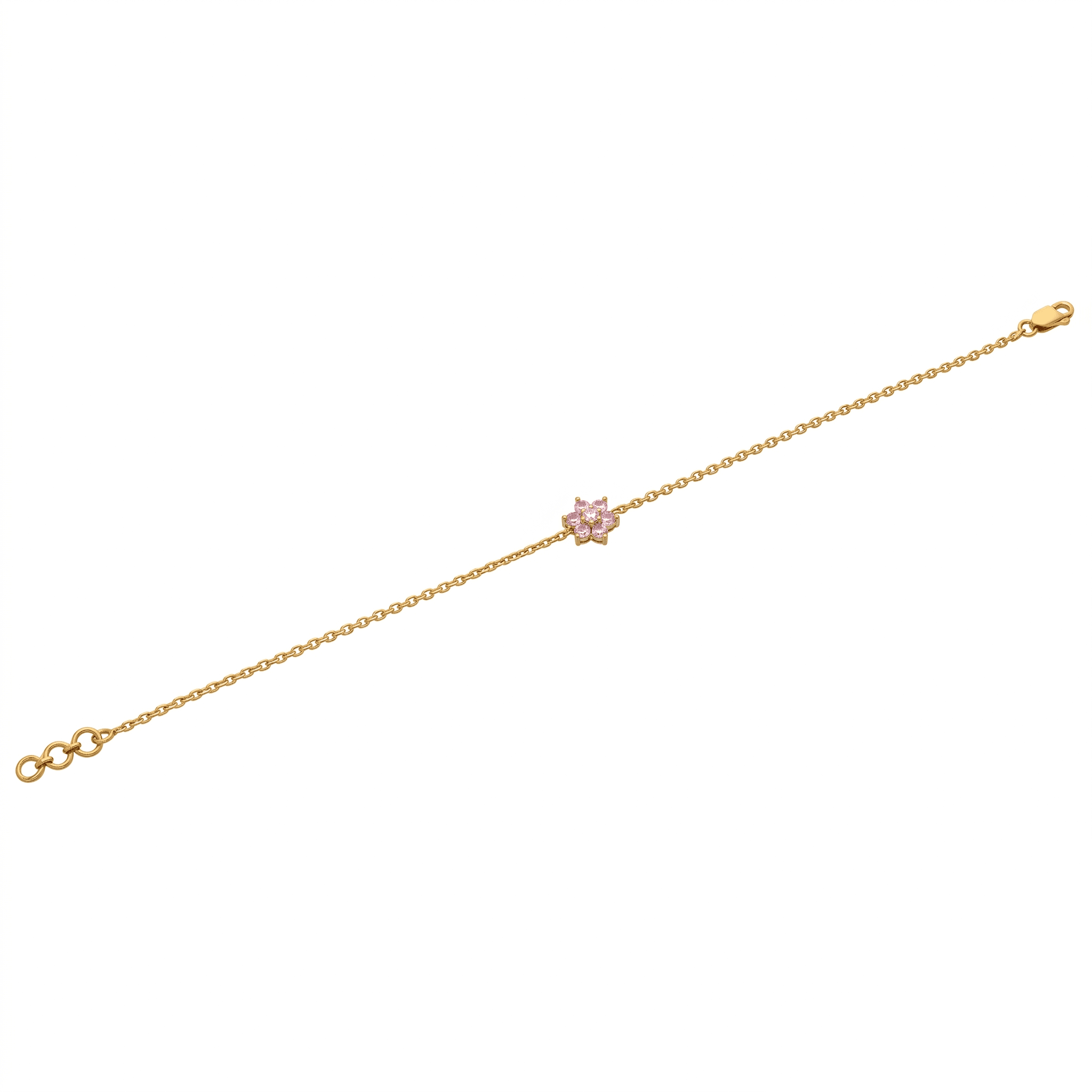 Dainty Pink Sapphire Flower Bracelet ,